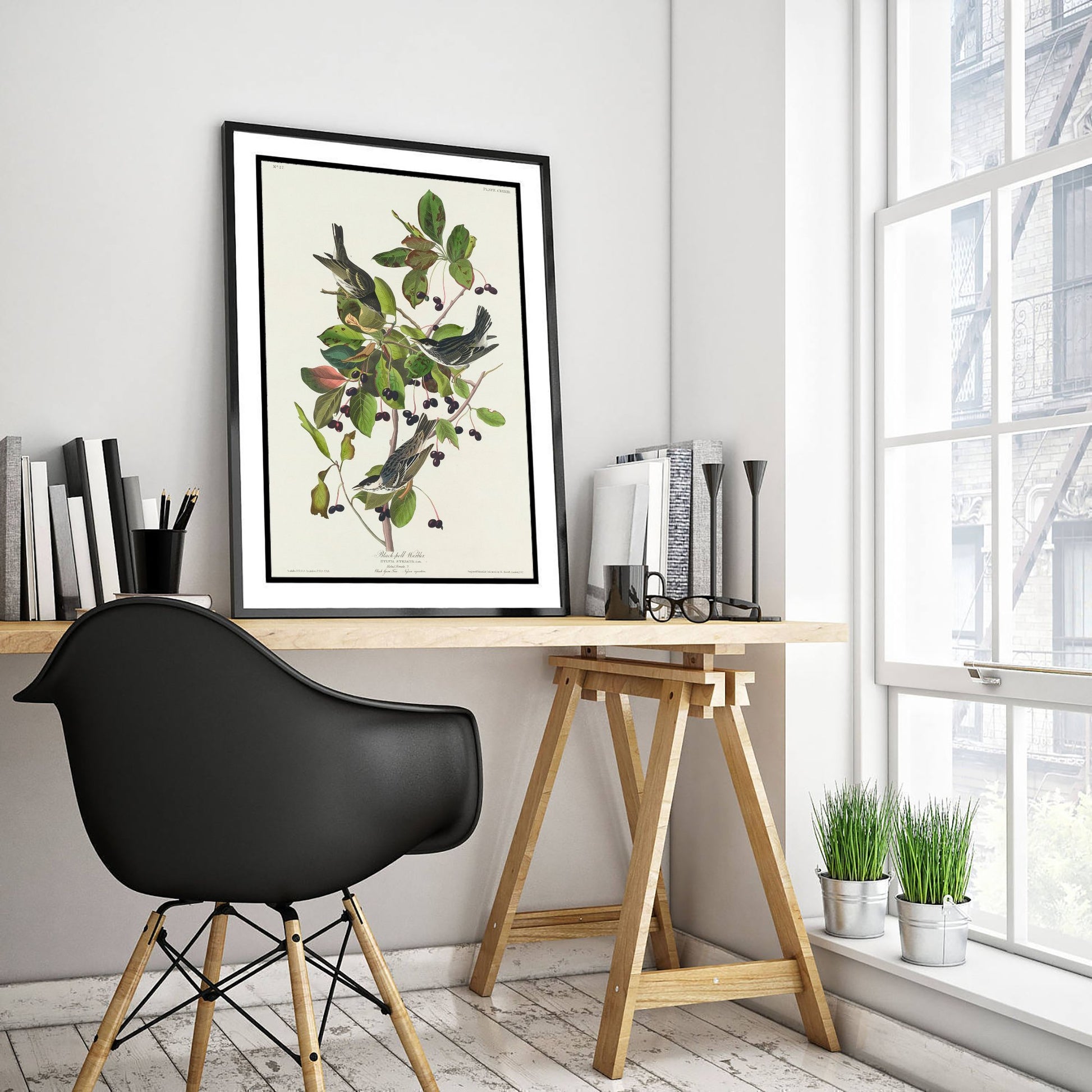 Blackpoll Warbler Art Print - John James Audubon Poster - Birds of America Vintage Illustration
