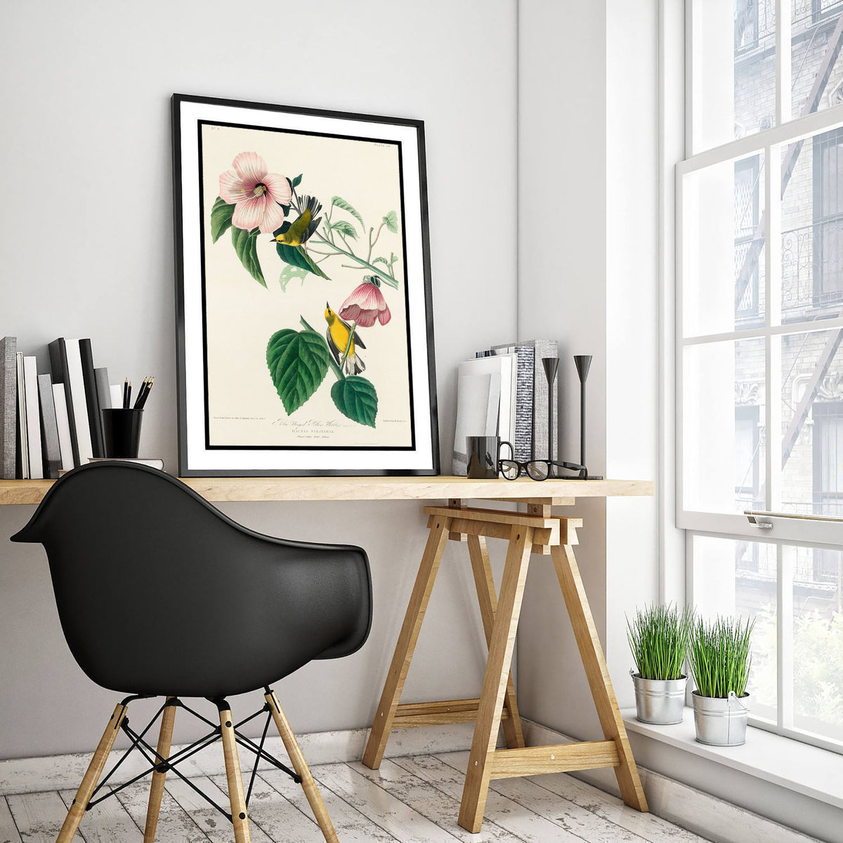 Blue-winged Warbler Art Print - John James Audubon Poster - Birds of America Vintage Illustration
