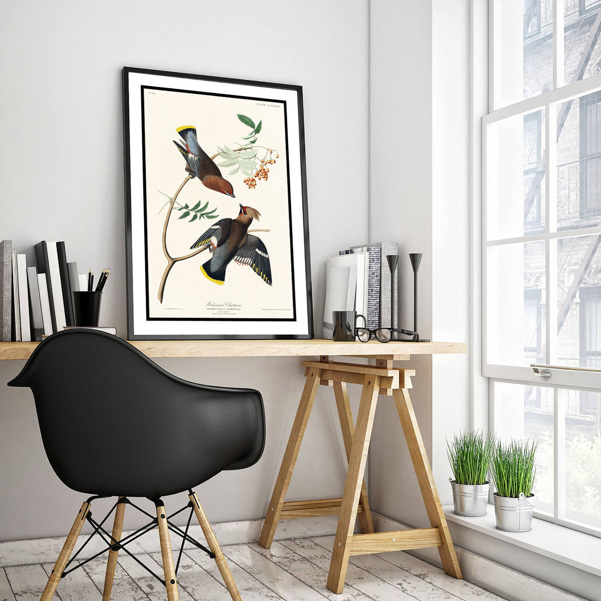 Bohemian Waxwing Art Print - John James Audubon Poster - Birds of America Vintage Illustration