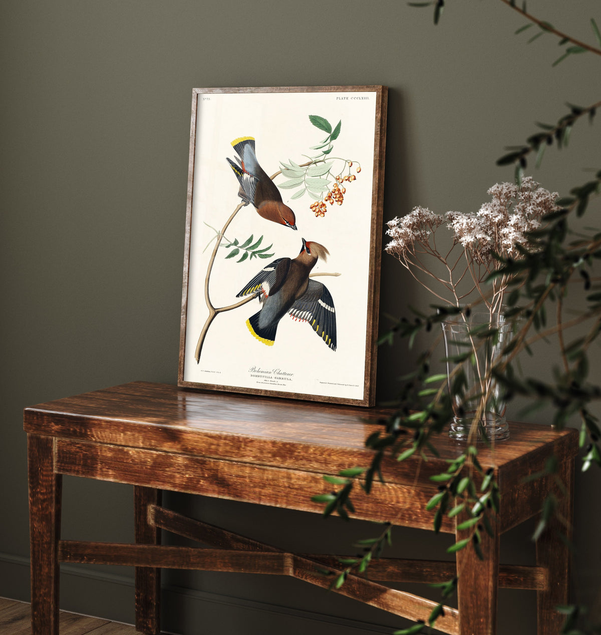 Bohemian Waxwing Art Print - John James Audubon Poster - Birds of America Vintage Illustration
