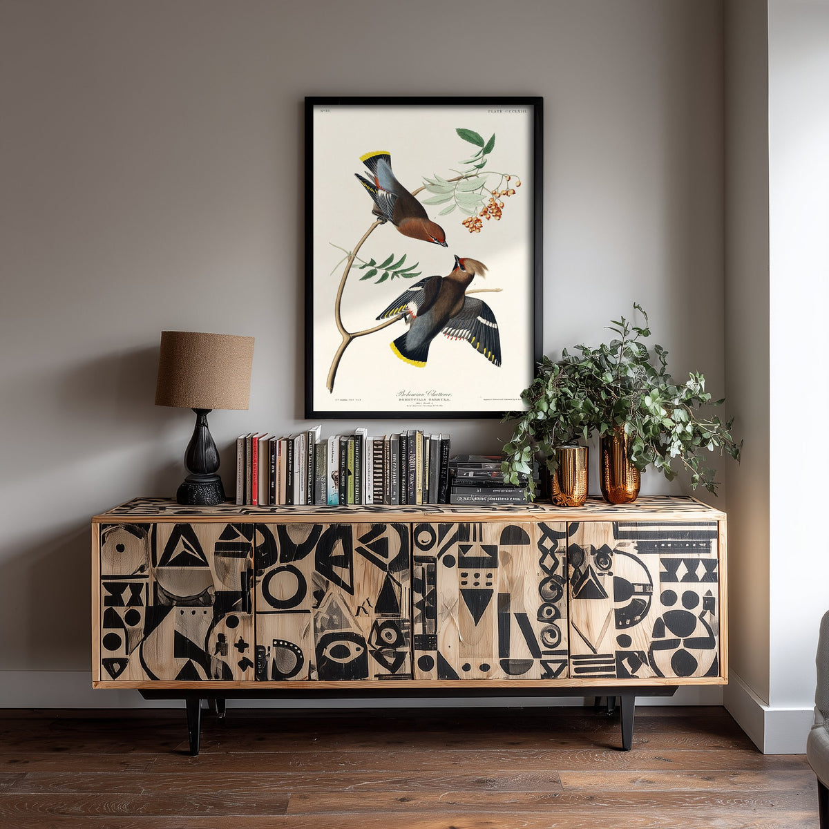 Bohemian Waxwing Art Print - John James Audubon Poster - Birds of America Vintage Illustration