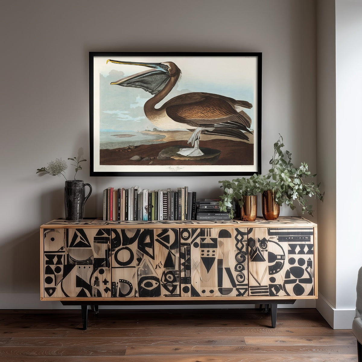 Brown Pelican Standing Art Print - John James Audubon Poster - Birds of America Coastal Illustration