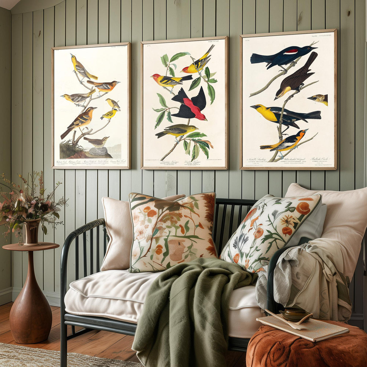 Set of Three Audubon Bird Prints - Bullock's Oriole Louisiana Tanager and Yellow-headed Troopial - 3 Bird Paintings Poster Wall Art