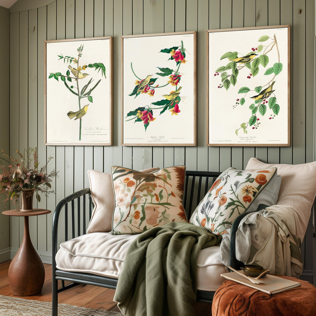 Set of Three John James Audubon Prints - Children's Rathbone and Carbonated Warblers - 3 Bird Paintings Poster Wall Art Illustration
