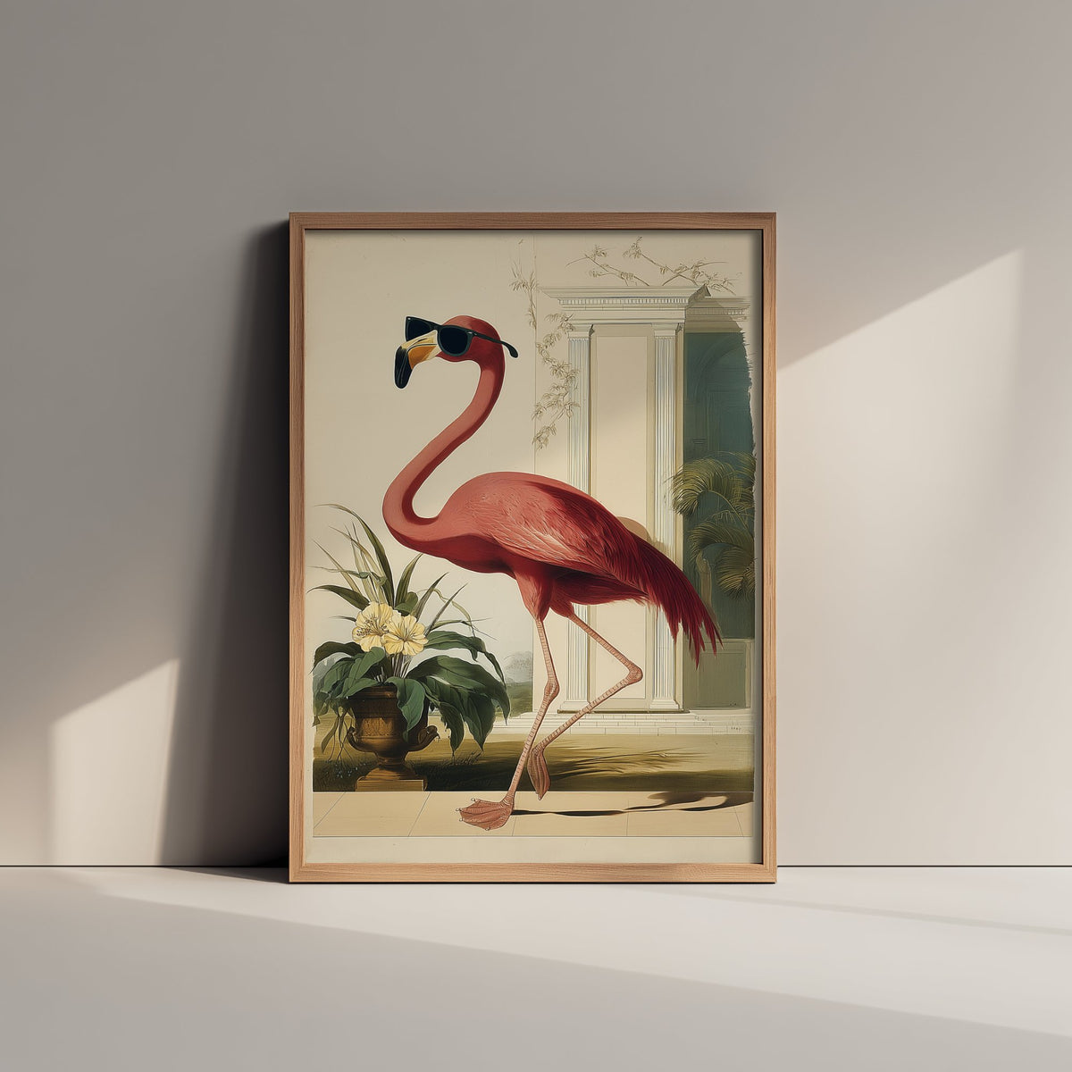 Flamingo in Sunglasses Art Print - Funny Bird Poster - Cool Audubon Illustration - Cool Flamingo 2/3