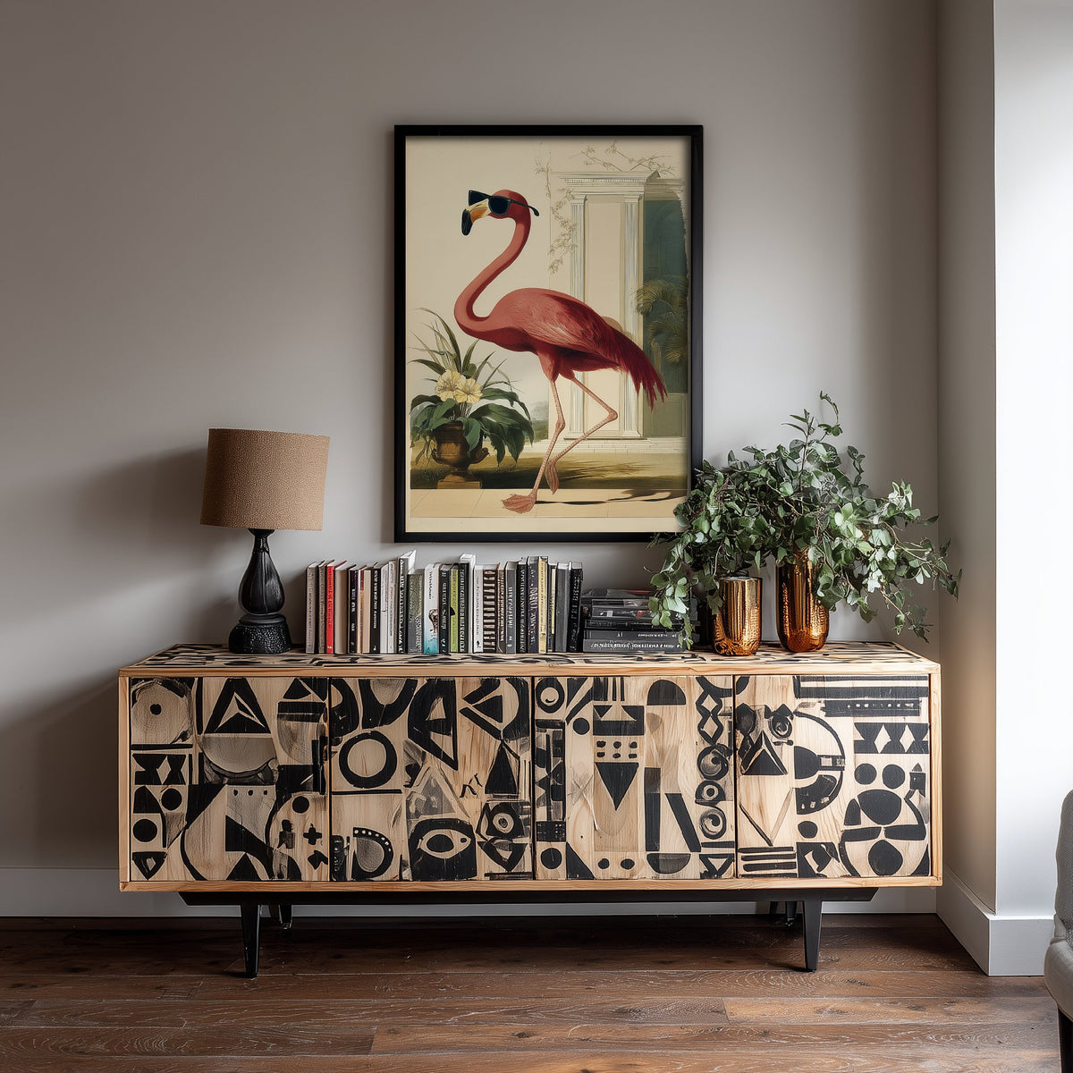 Flamingo in Sunglasses Art Print - Funny Bird Poster - Cool Audubon Illustration - Cool Flamingo 2/3