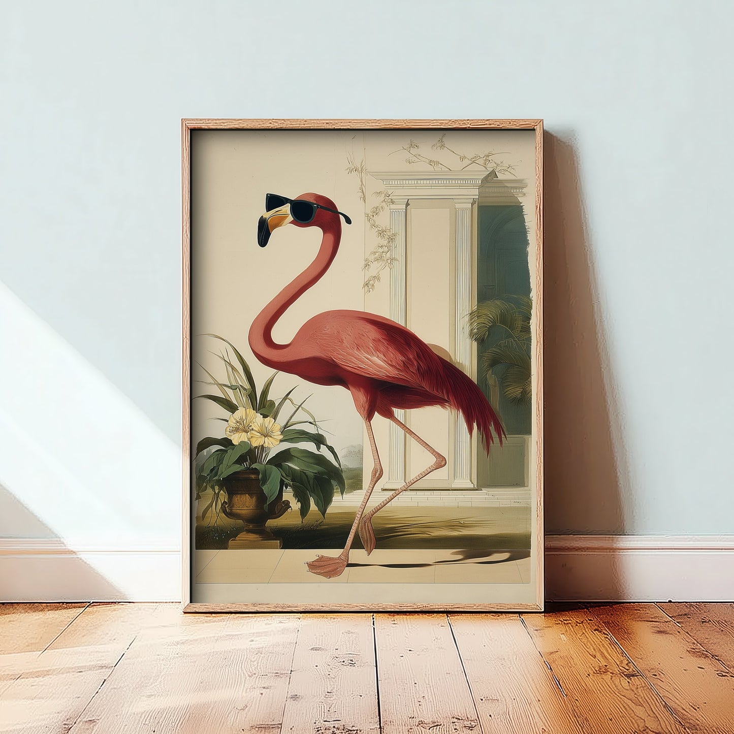 Flamingo in Sunglasses Art Print - Funny Bird Poster - Cool Audubon Illustration - Cool Flamingo 2/3