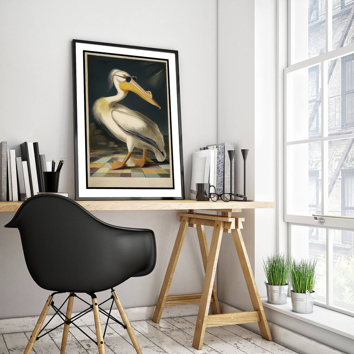 Pelican in Sunglasses Art Print - Funny Bird Poster - Cool Audubon Illustration - Cool Pelican 3/3