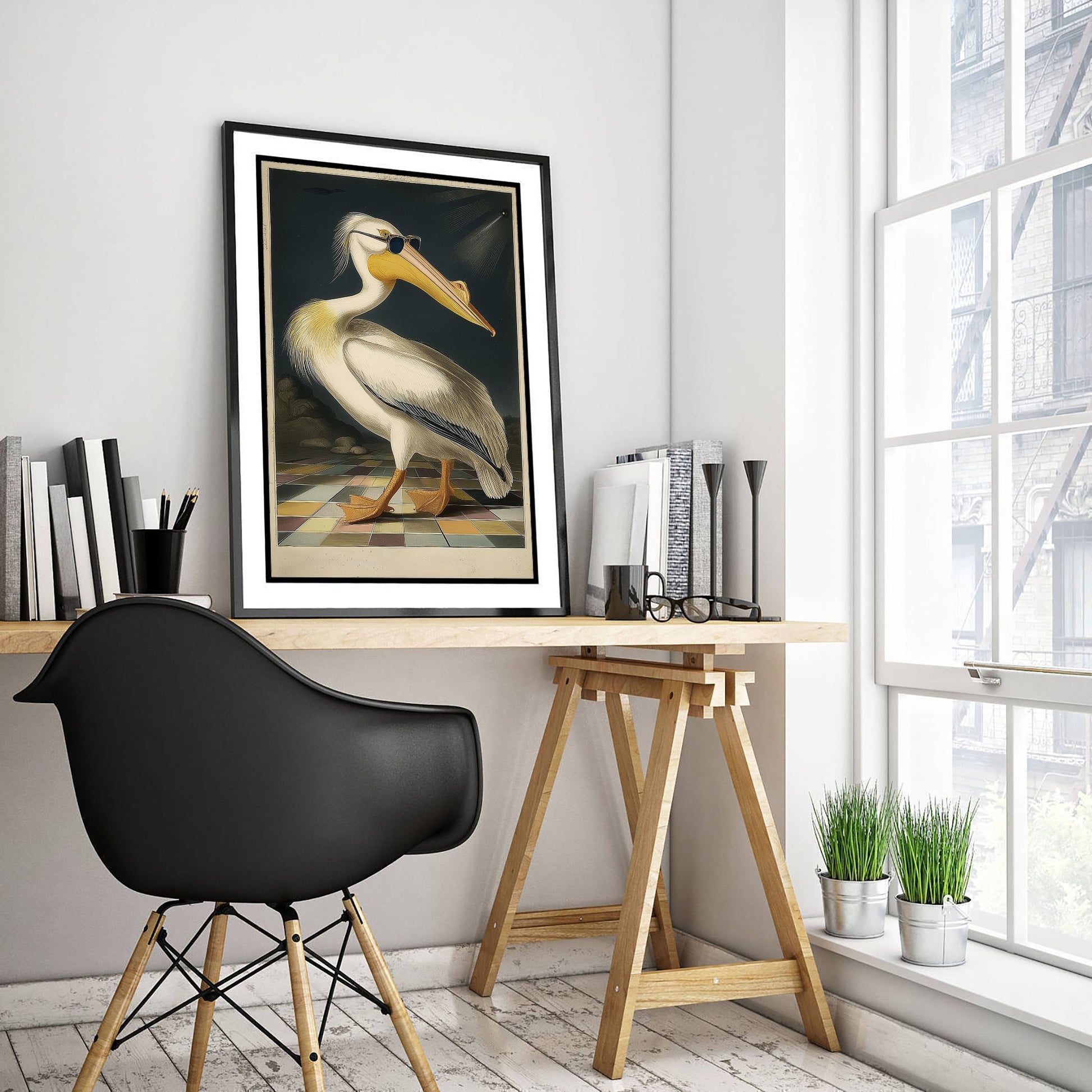 Pelican in Sunglasses Art Print - Funny Bird Poster - Cool Audubon Illustration - Cool Pelican 3/3