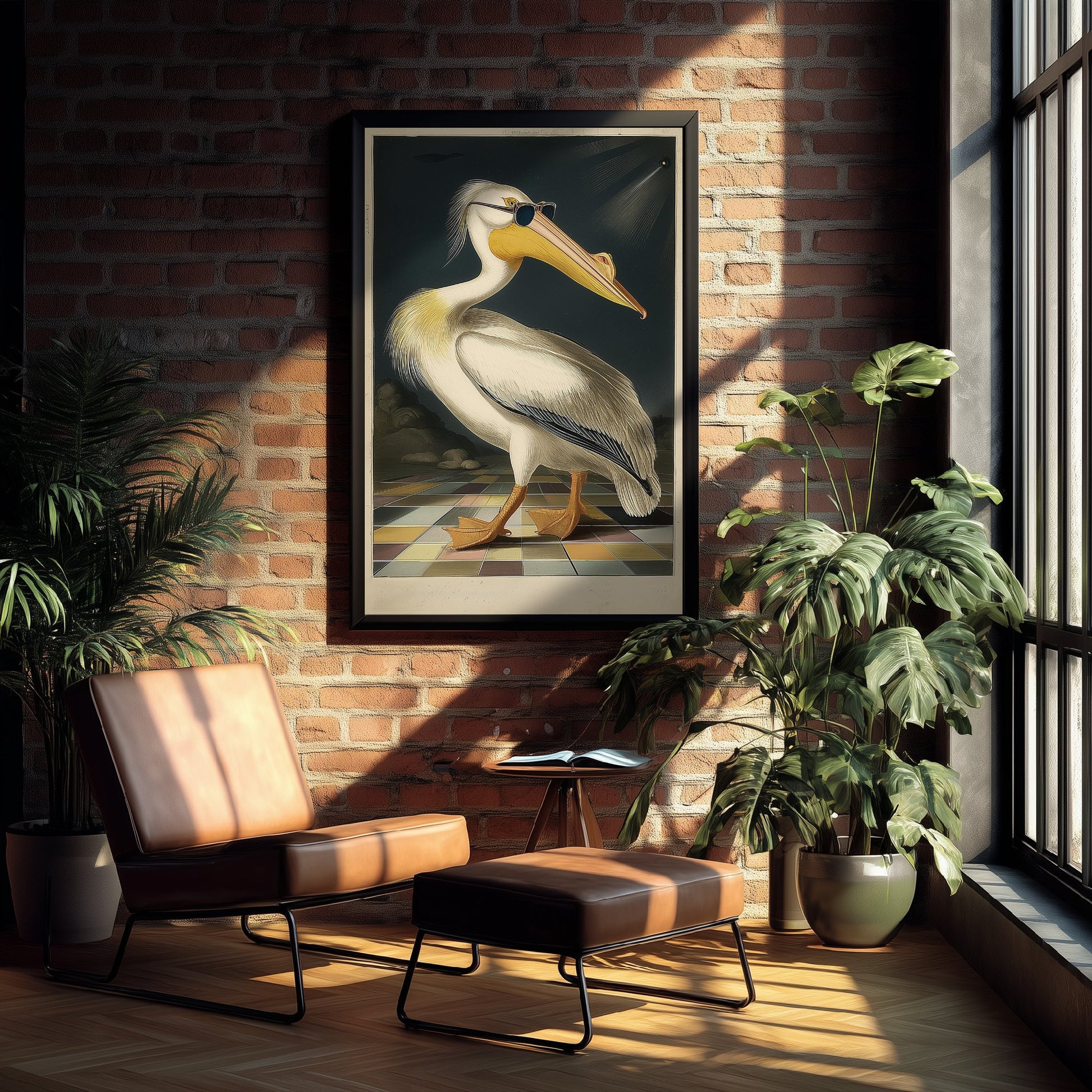 Pelican in Sunglasses Art Print - Funny Bird Poster - Cool Audubon Illustration - Cool Pelican 3/3