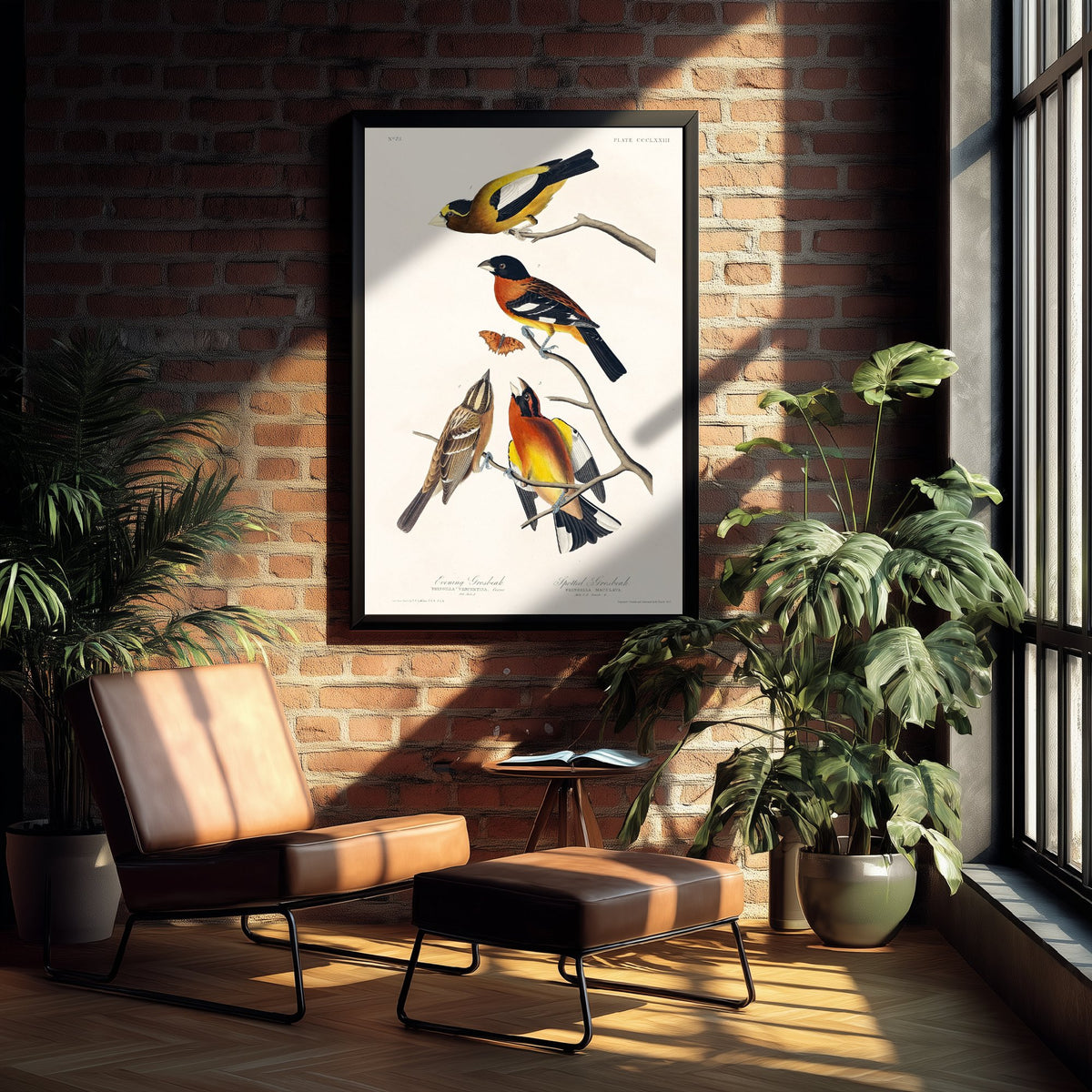 Evening Grosbeak Art Print - John James Audubon Poster - Birds of America Vintage Illustration