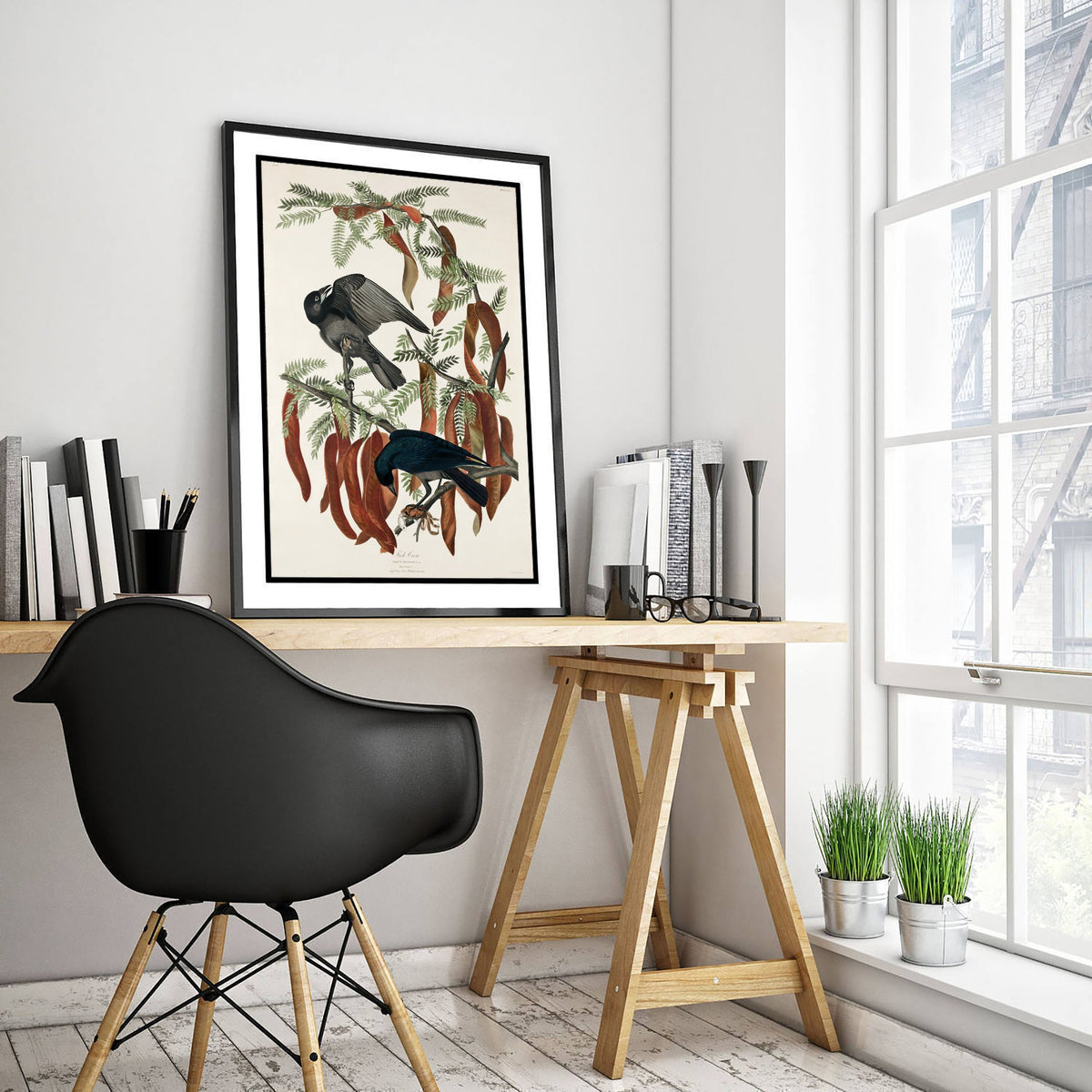 Fish Crow Art Print - John James Audubon Poster - Birds of America Vintage Illustration