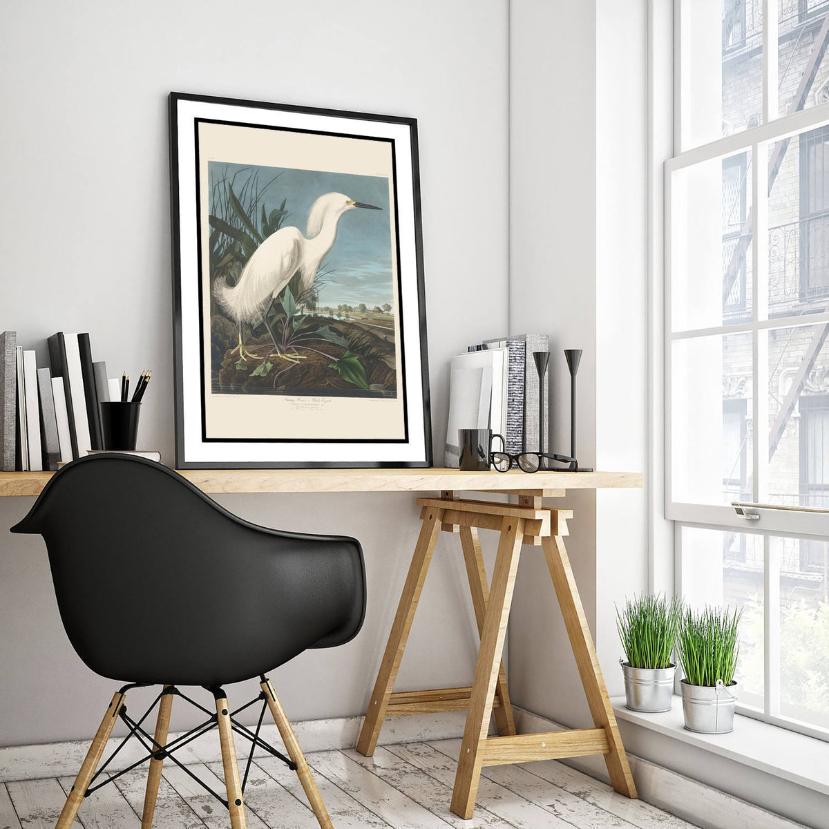 John James Audubon - Snowy Heron - Classic Painting Art Print - Birds of America Poster - White Egret 2/3