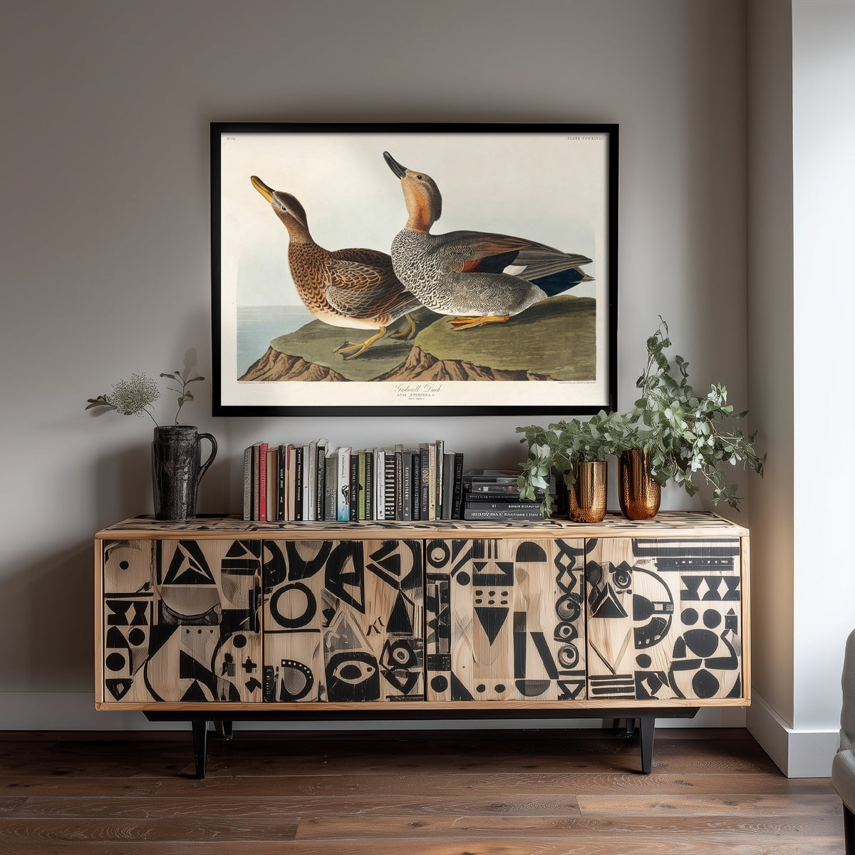 Gadwall Duck Pair Art Print - John James Audubon Poster - Birds of America Illustration