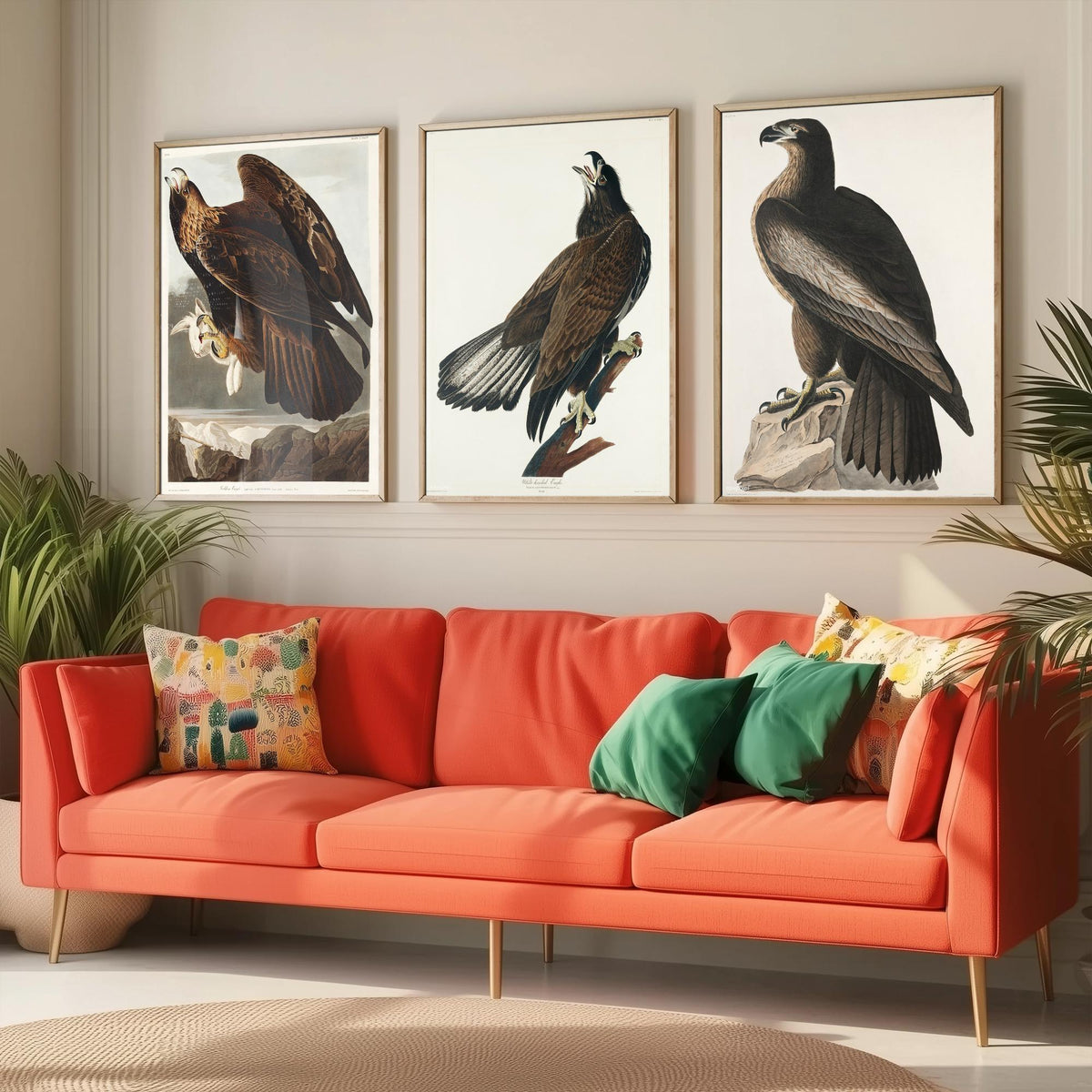 Set of Three John James Audubon Prints - Golden Eagle Bald Eagle and Bird of Washington - 3 Eagle Paintings Poster Art Illustration