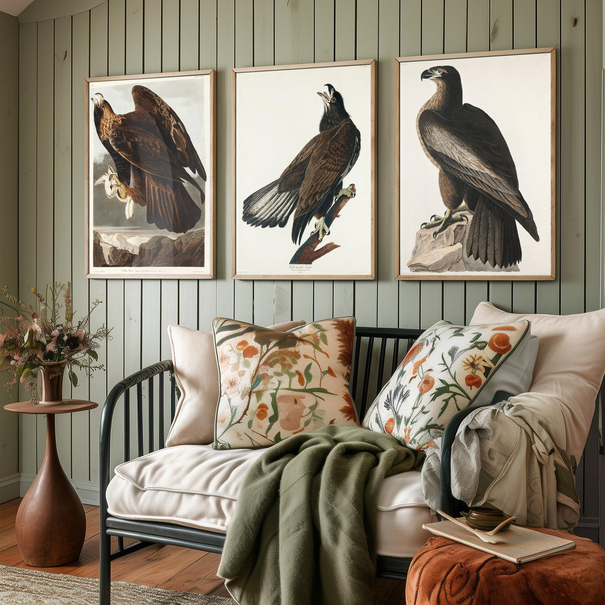 Set of Three John James Audubon Prints - Golden Eagle Bald Eagle and Bird of Washington - 3 Eagle Paintings Poster Art Illustration