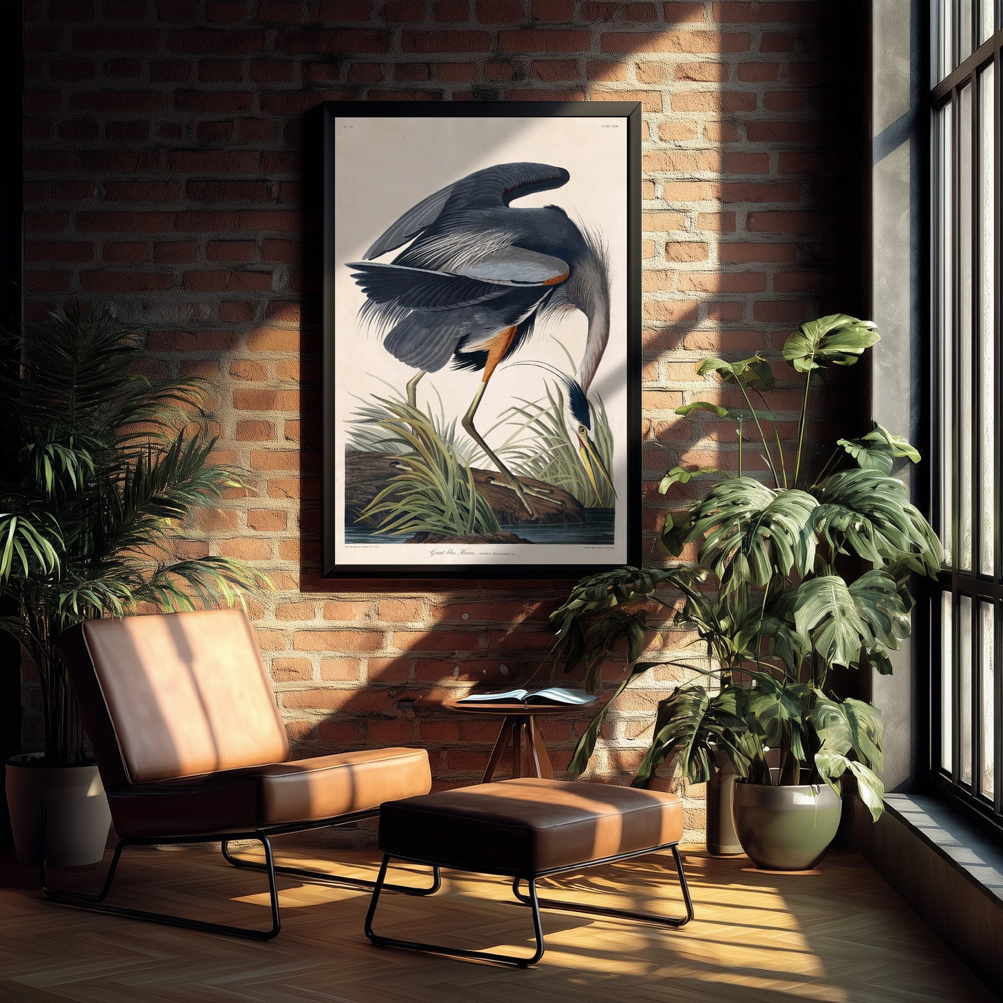 John James Audubon - Great Blue Heron - Birds of America Art Print Poster - Classic Painting 1/3