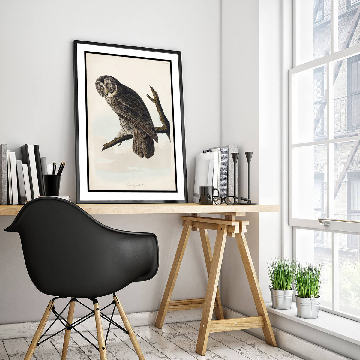 Great Grey Owl Art Print - John James Audubon Poster - Birds of America Vintage Illustration
