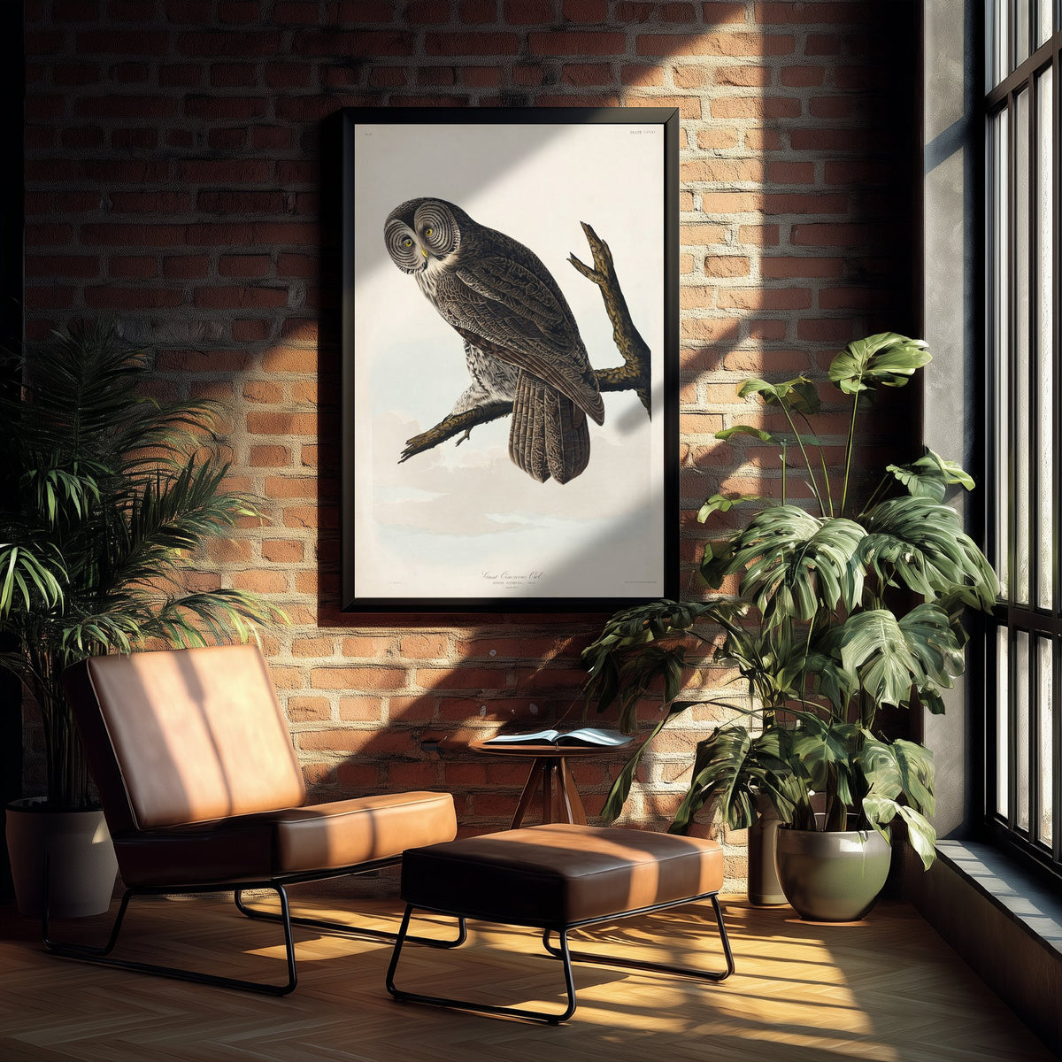 Great Grey Owl Art Print - John James Audubon Poster - Birds of America Vintage Illustration