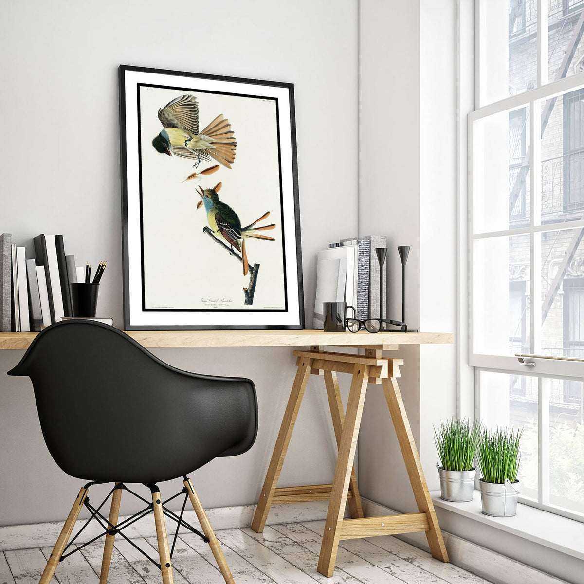Great Crested Flycatcher Art Print - John James Audubon Poster - Birds of America Vintage Illustration