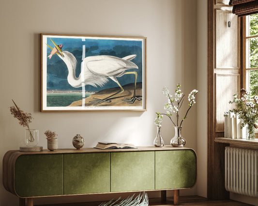 Great White Heron Standing Art Print - John James Audubon Poster - Birds of America Vintage Illustration