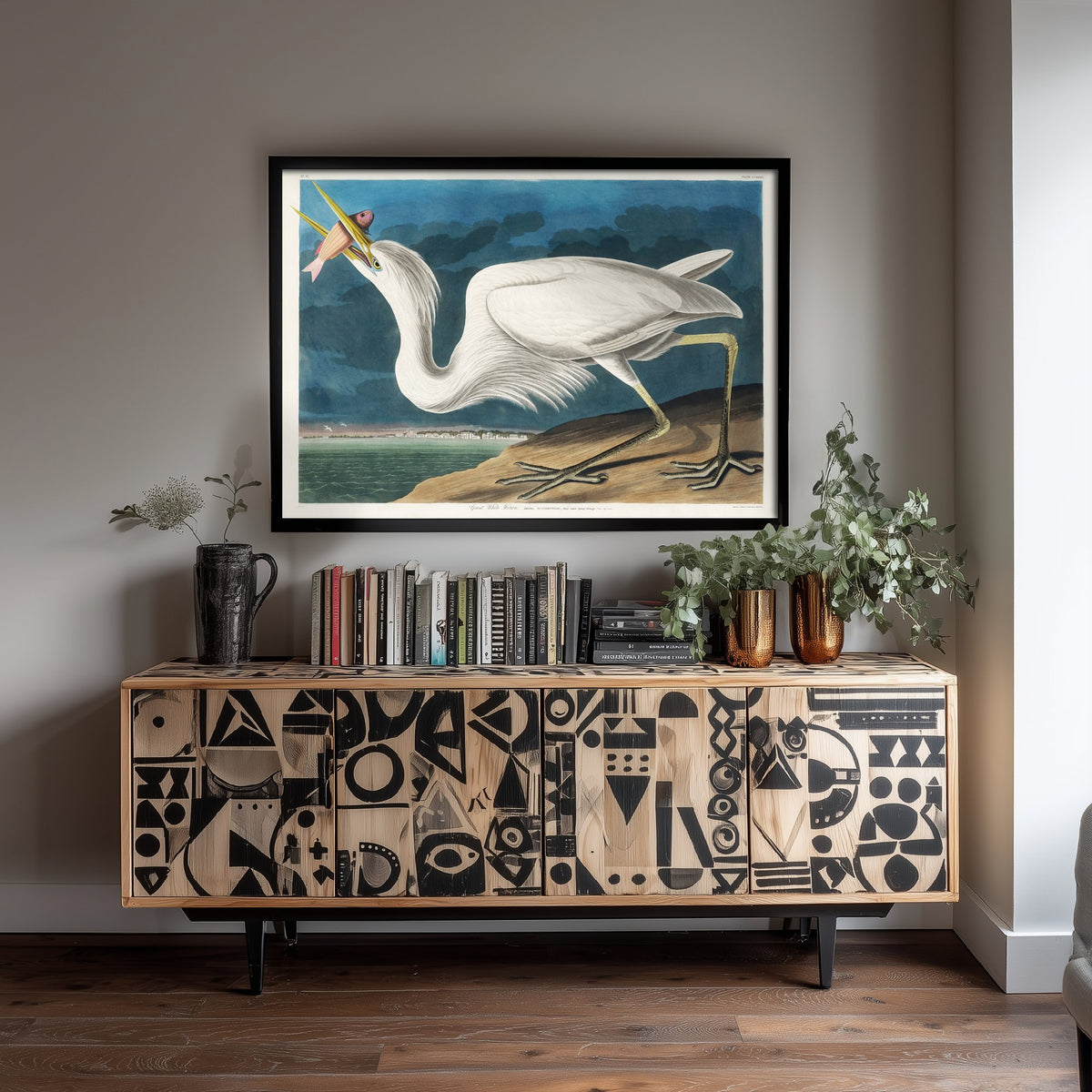 Great White Heron Standing Art Print - John James Audubon Poster - Birds of America Vintage Illustration