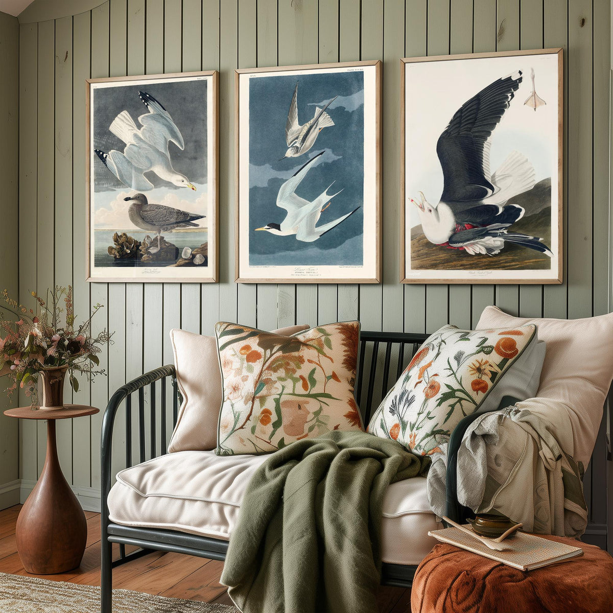 Set of Three John James Audubon Prints - Herring Gull Least Tern and Black-backed Gull - 3 Bird Paintings Poster Wall Art Illustration