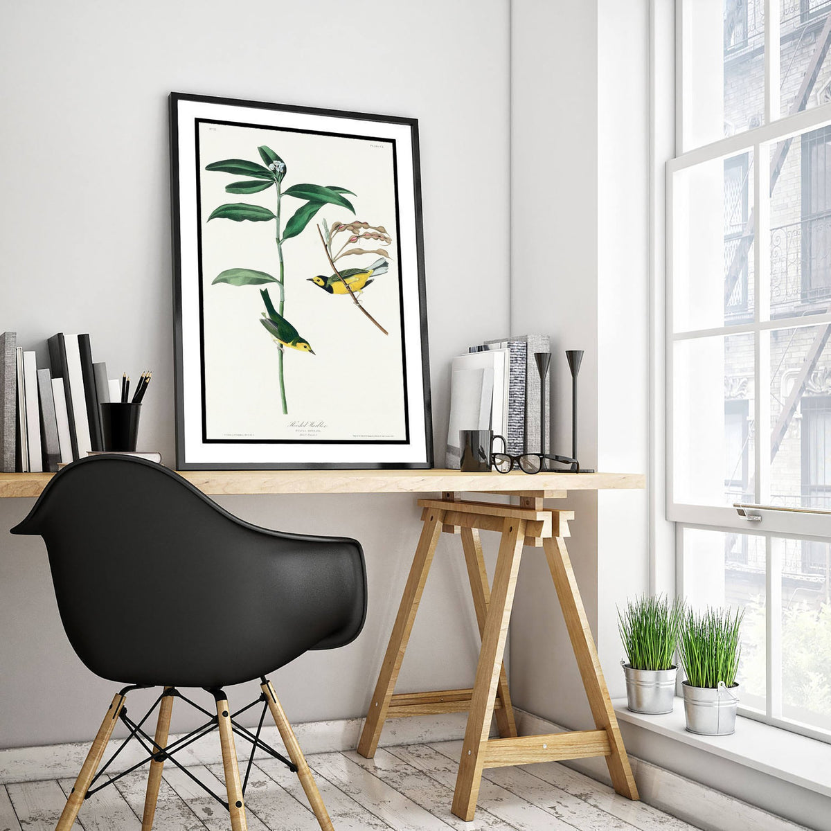 Hooded Warbler Art Print - John James Audubon Poster - Birds of America Vintage Illustration