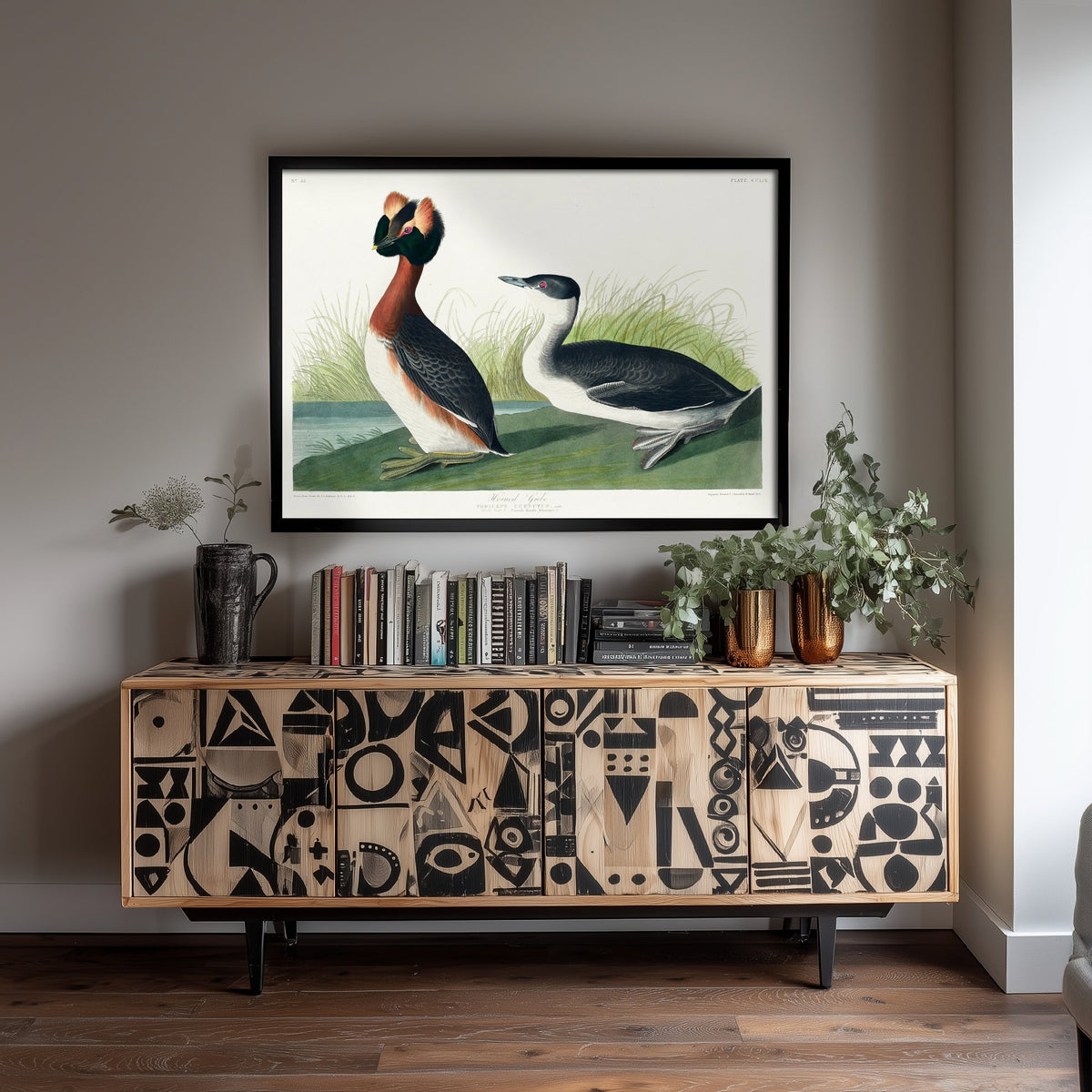 Horned Grebe Art Print - John James Audubon Poster - Birds of America Vintage Illustration