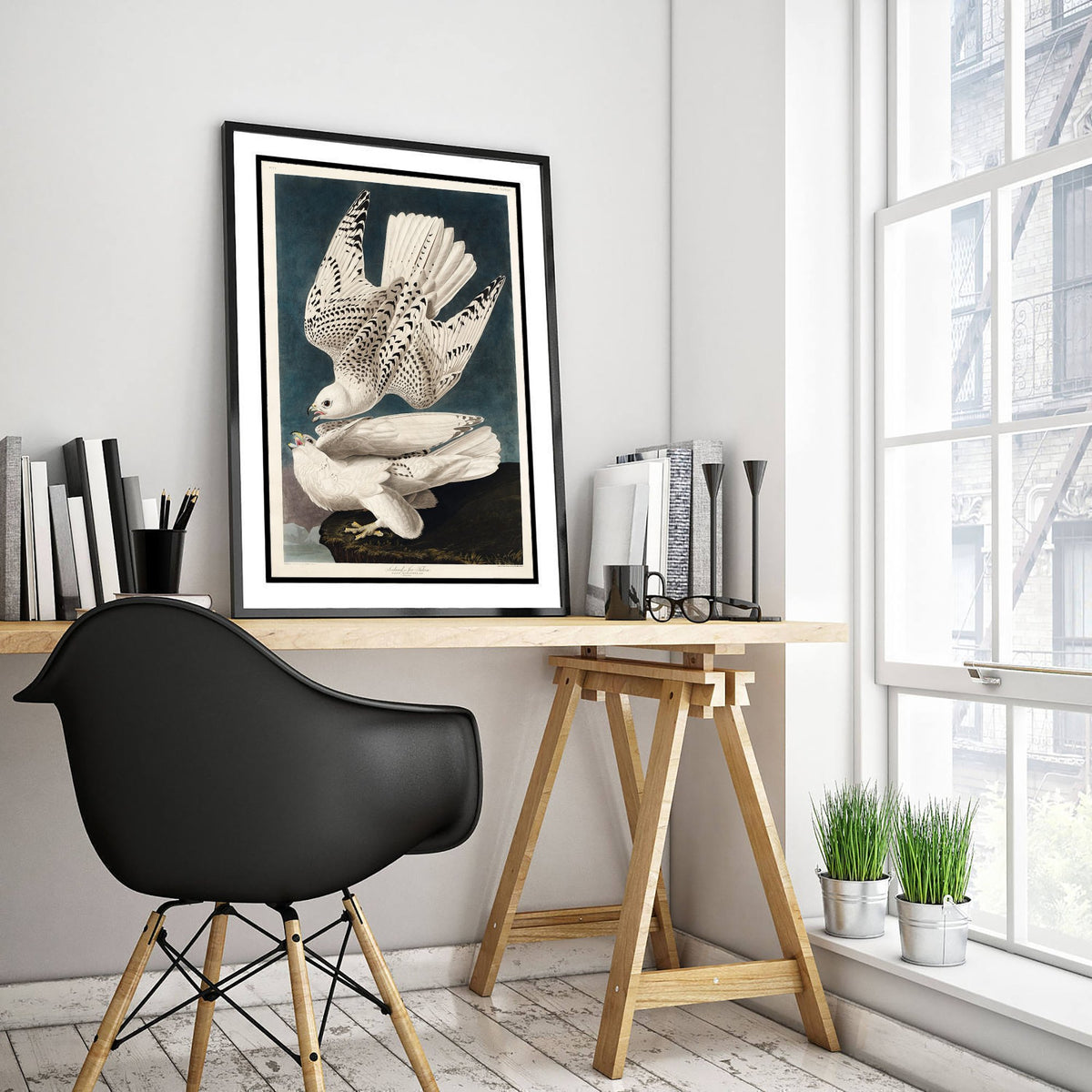 Gyrfalcon Art Print - John James Audubon Birds of America Poster - Vintage Iceland Falcon Ornithology Illustration
