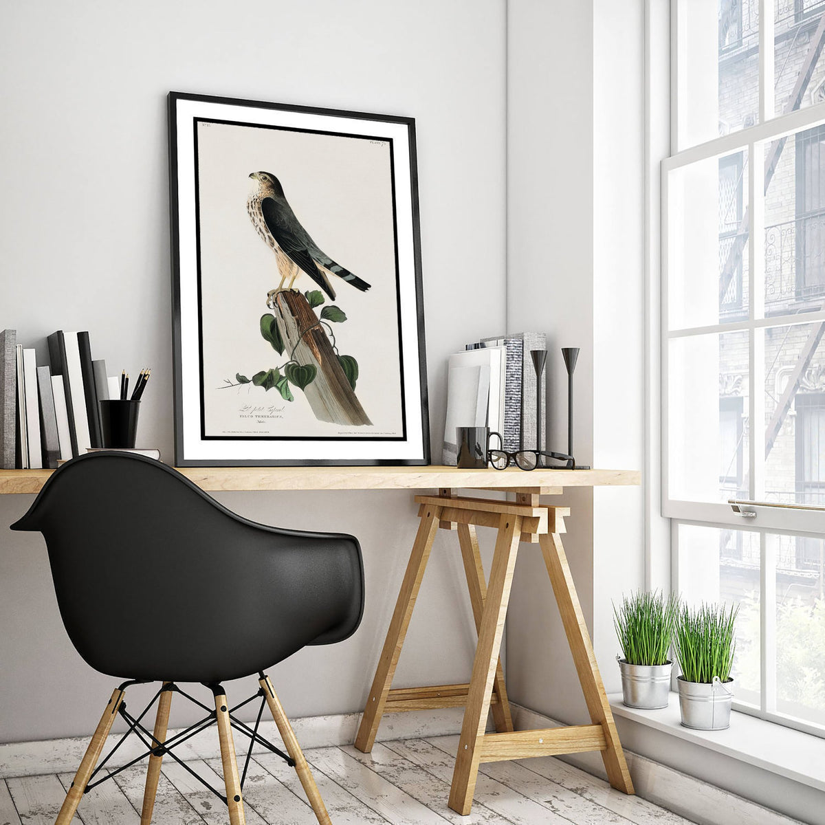 Merlin - John James Audubon Birds of America - Vintage Ornithology Art Print Poster Illustration