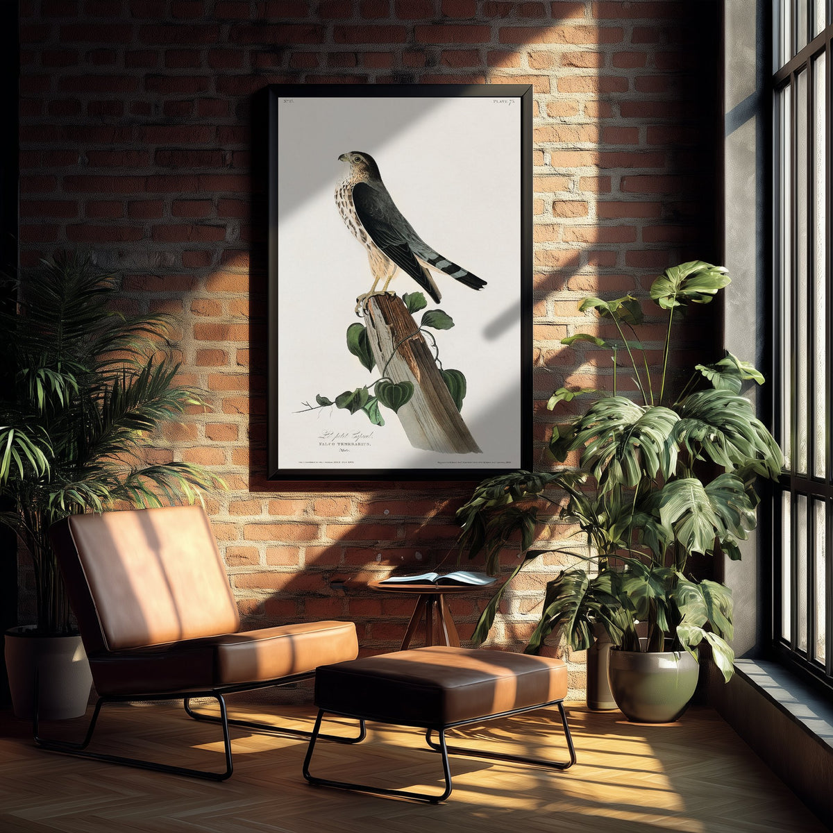Merlin - John James Audubon Birds of America - Vintage Ornithology Art Print Poster Illustration