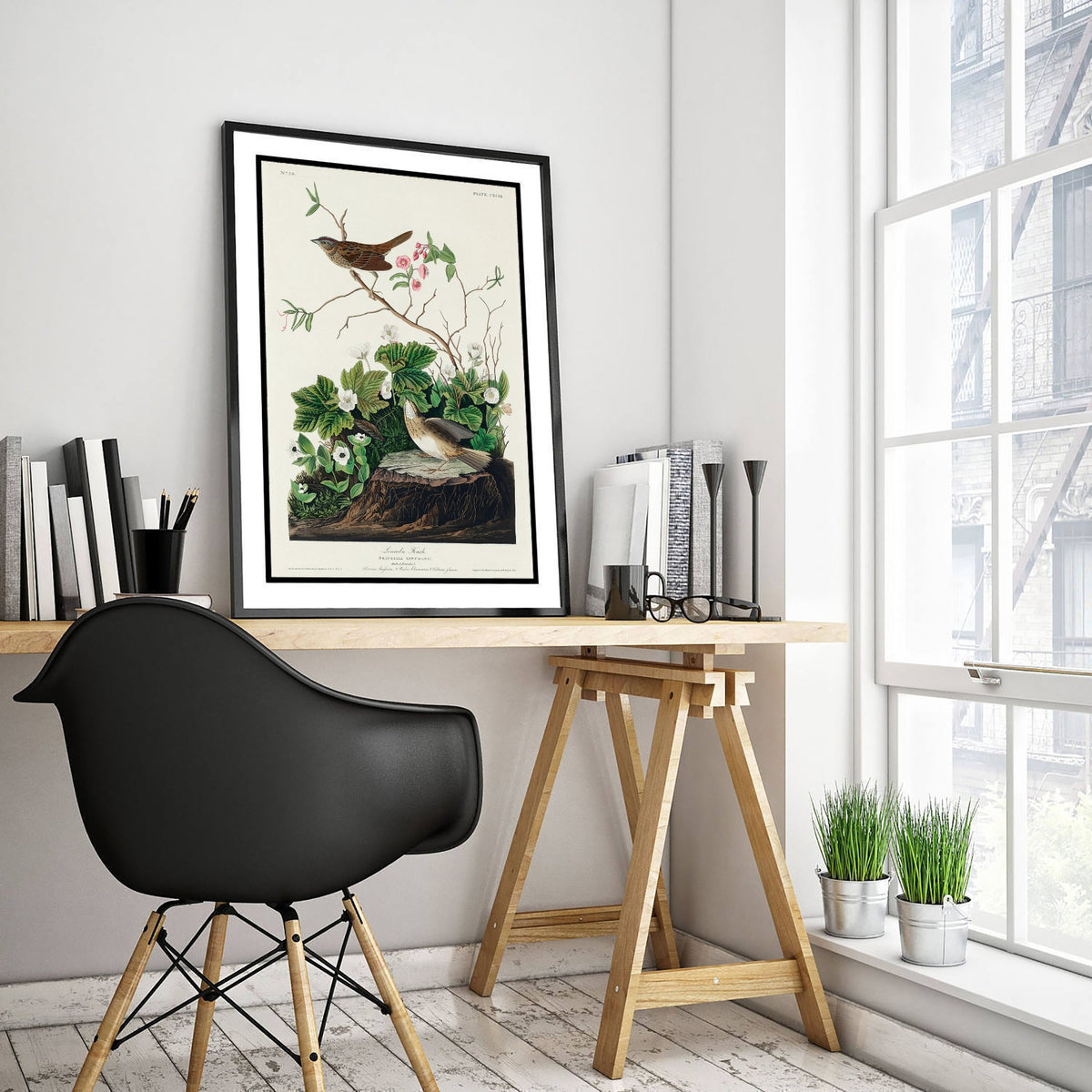 Lincoln's Sparrow Art Print - John James Audubon Birds of America - Vintage Ornithology Poster Illustration