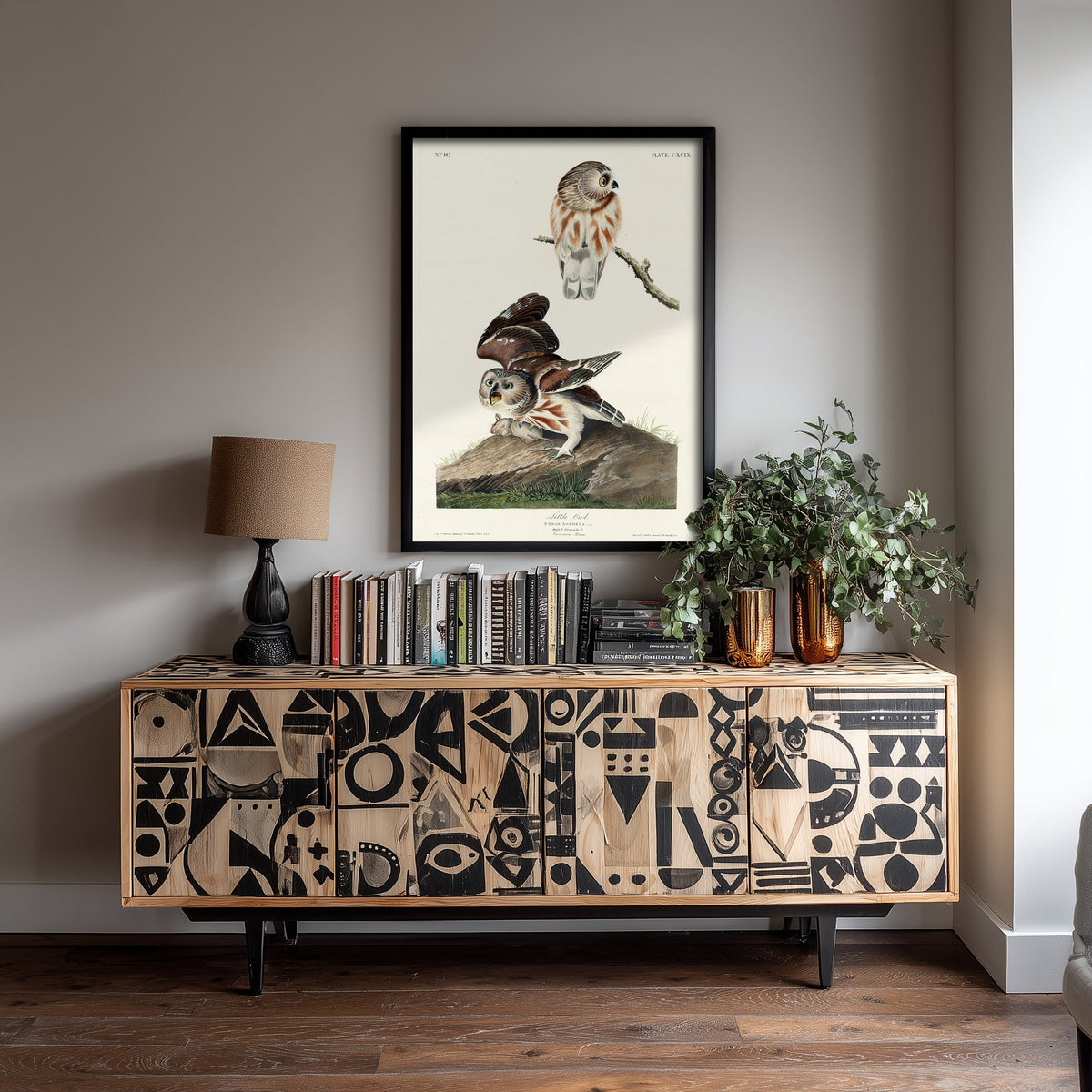 Northern Saw-whet Owl Art Print - John James Audubon Birds of America - Vintage Ornithology Poster Illustration