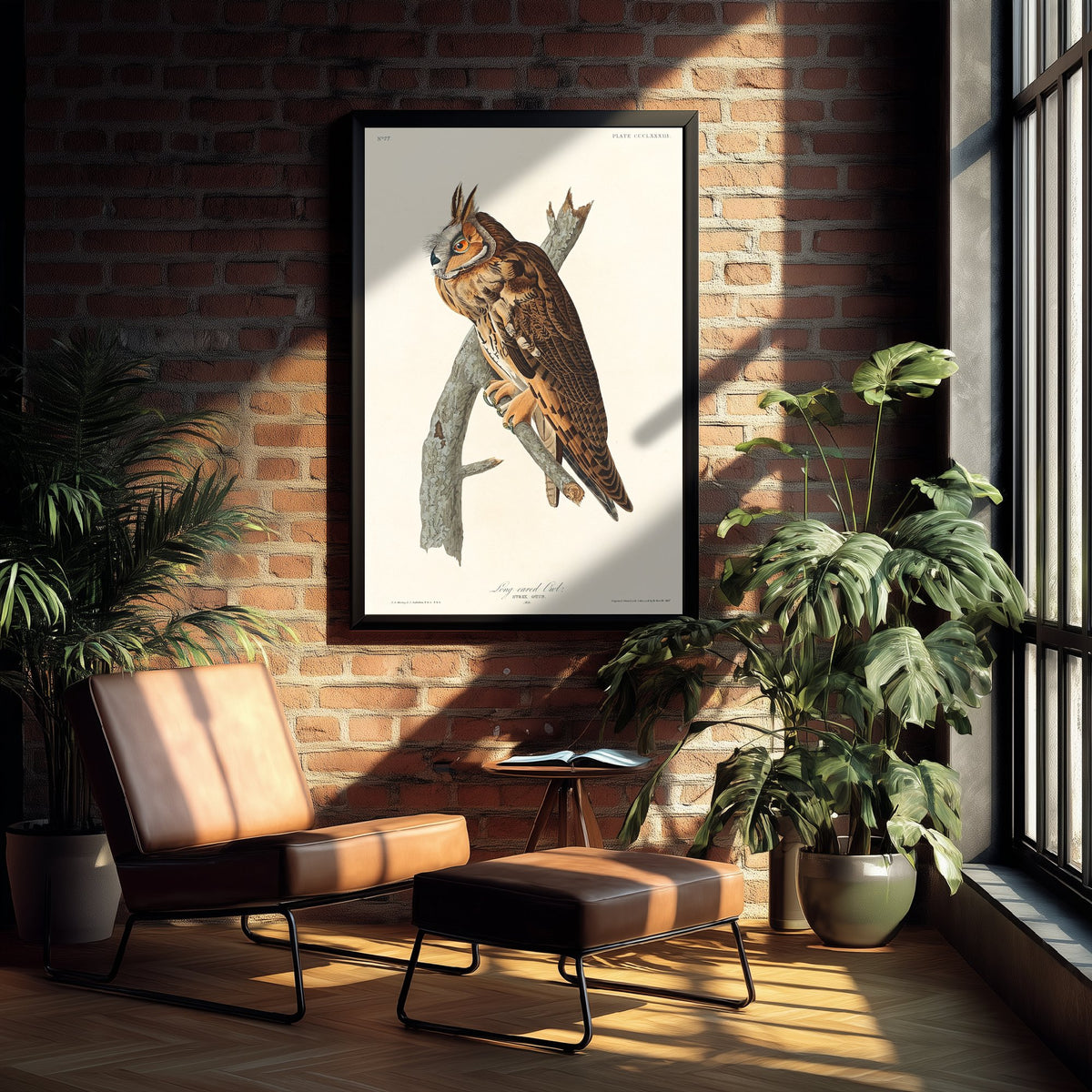 Long-eared Owl Art Print - John James Audubon Birds of America - Vintage Ornithology Poster Illustration