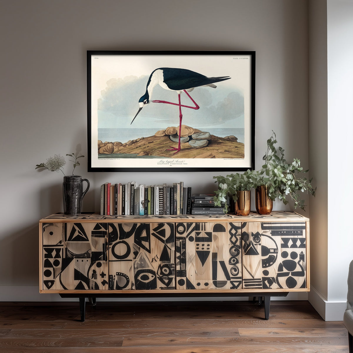 Black-necked Stilt Art Print - John James Audubon Birds of America - Vintage Ornithology Poster Illustration