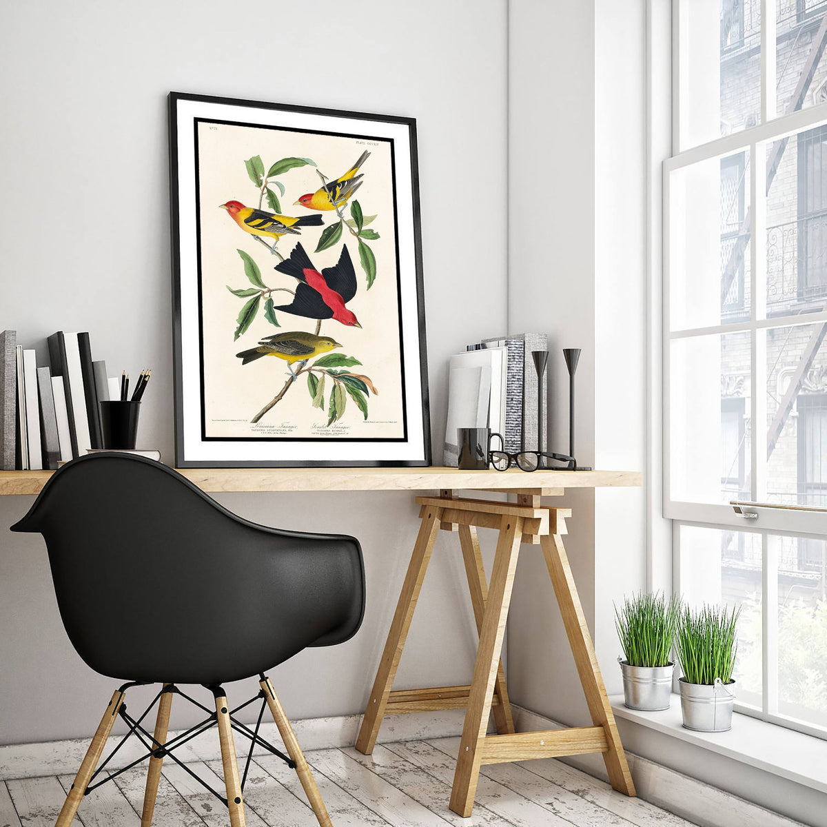 Western Tanager Art Print - John James Audubon Birds of America - Vintage Ornithology Poster Illustration