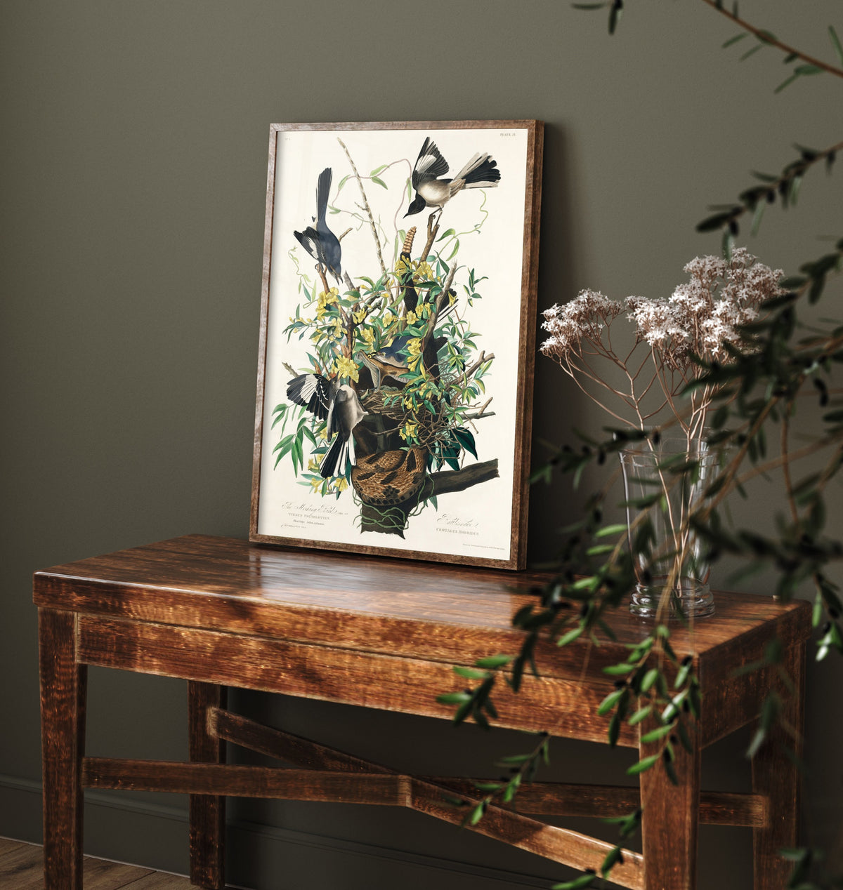Northern Mockingbird Art Print - John James Audubon Birds of America - Vintage Bird Illustration Poster