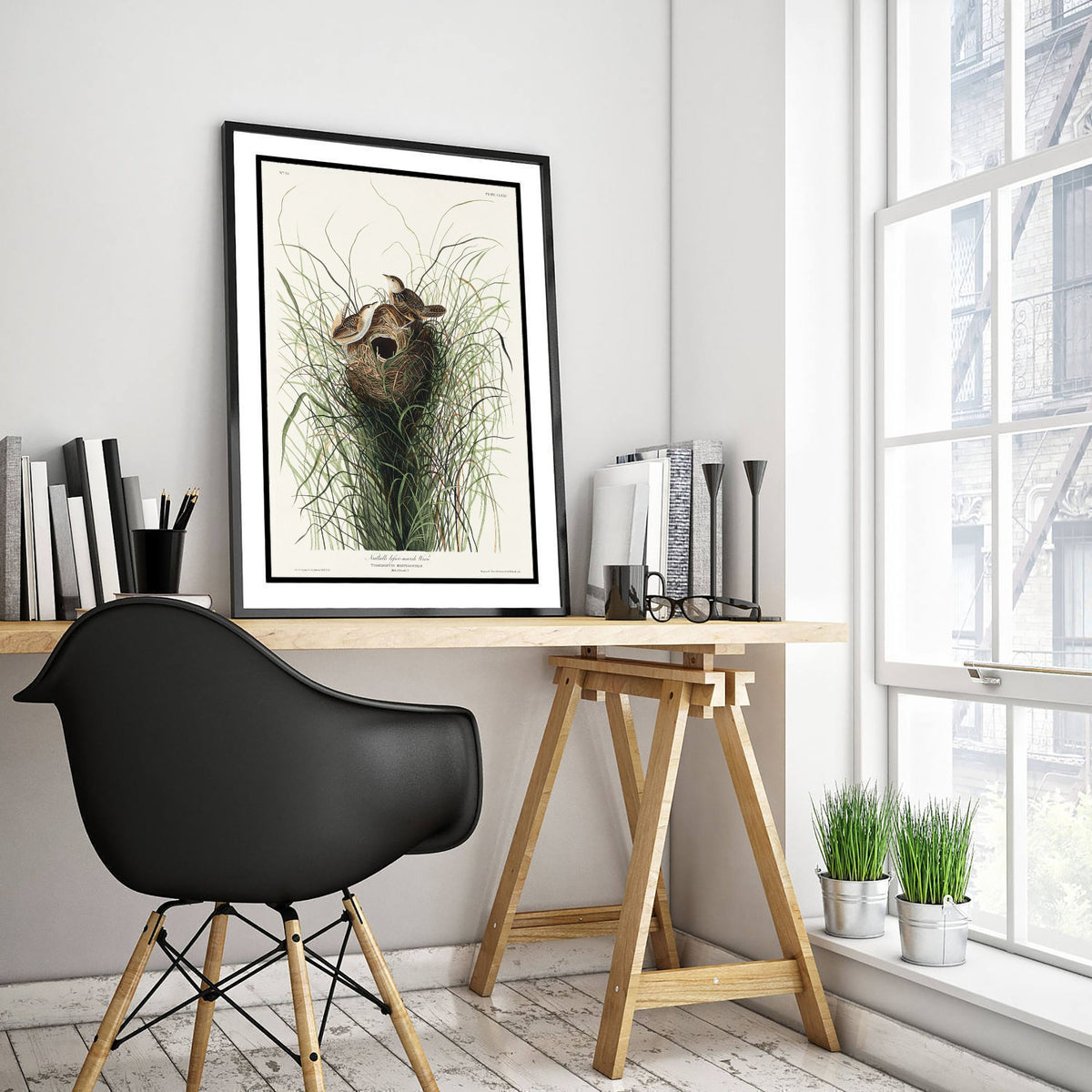 Sedge Wren - John James Audubon Birds of America - Nuttall's Marsh Wren Vintage Art Print Poster Illustration