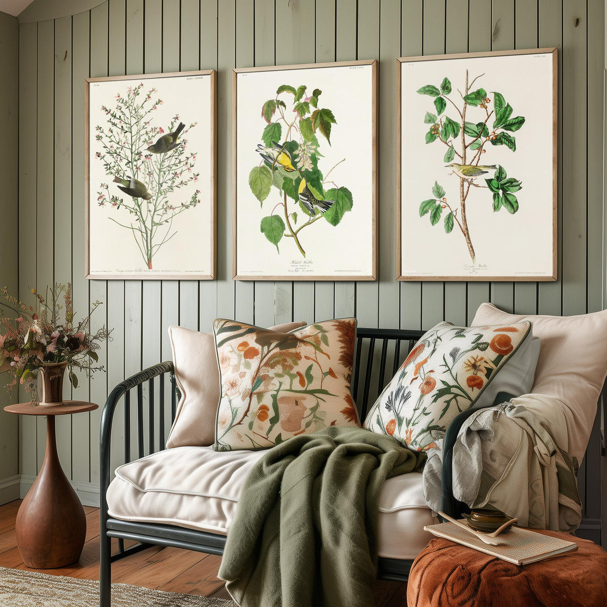 Set of Three John James Audubon Prints - Orange-crowned Hemlock and Tennessee Warbler - 3 Bird Paintings Poster Wall Art Gift Vintage