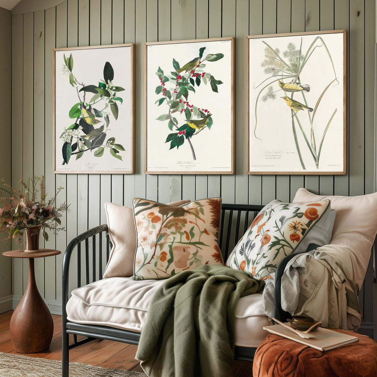 Set of Three John James Audubon Prints - Palm Warbler Nashville Warbler Prairie Warbler - 3 Bird Paintings Poster Wall Art Gift