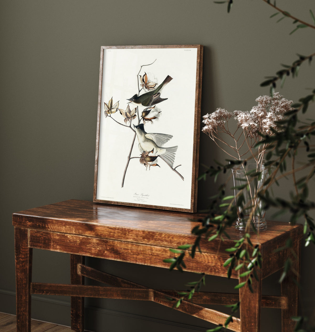 Eastern Phoebe - John James Audubon Birds of America - Pewit Flycatcher Vintage Art Print Poster Illustration