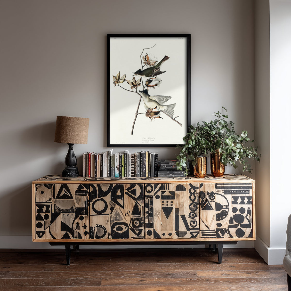 Eastern Phoebe - John James Audubon Birds of America - Pewit Flycatcher Vintage Art Print Poster Illustration