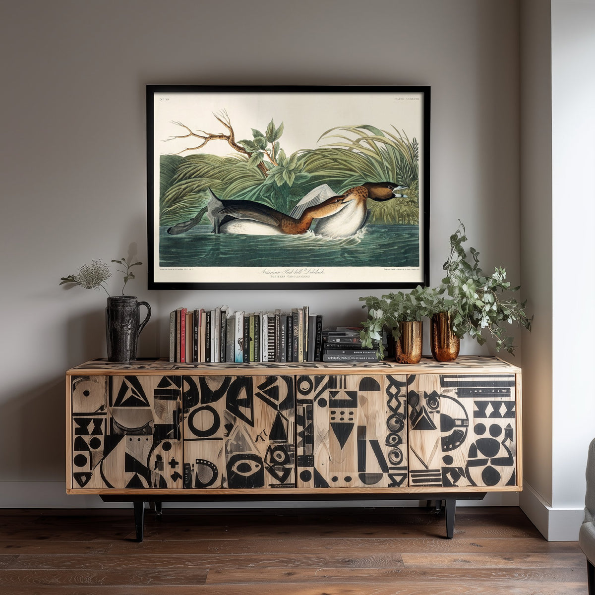 Pied-billed Grebe - John James Audubon Birds of America - Vintage Water Bird Art Print Poster Illustration