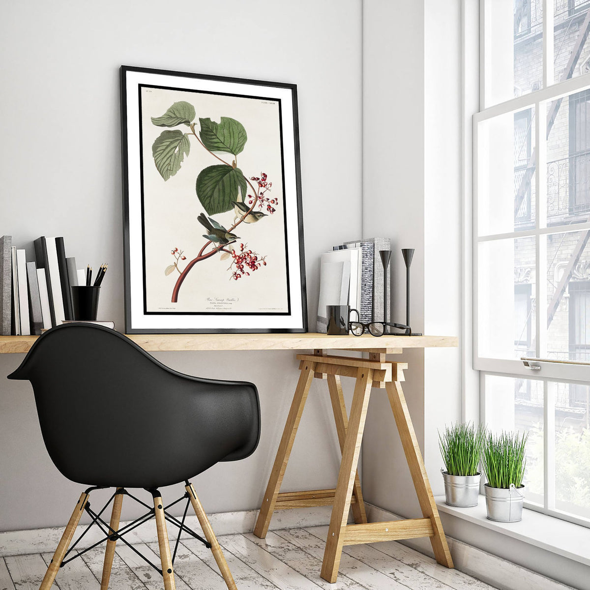 Pine Swamp Warbler Art Print - John James Audubon Birds of America - Vintage Ornithology Illustration Poster