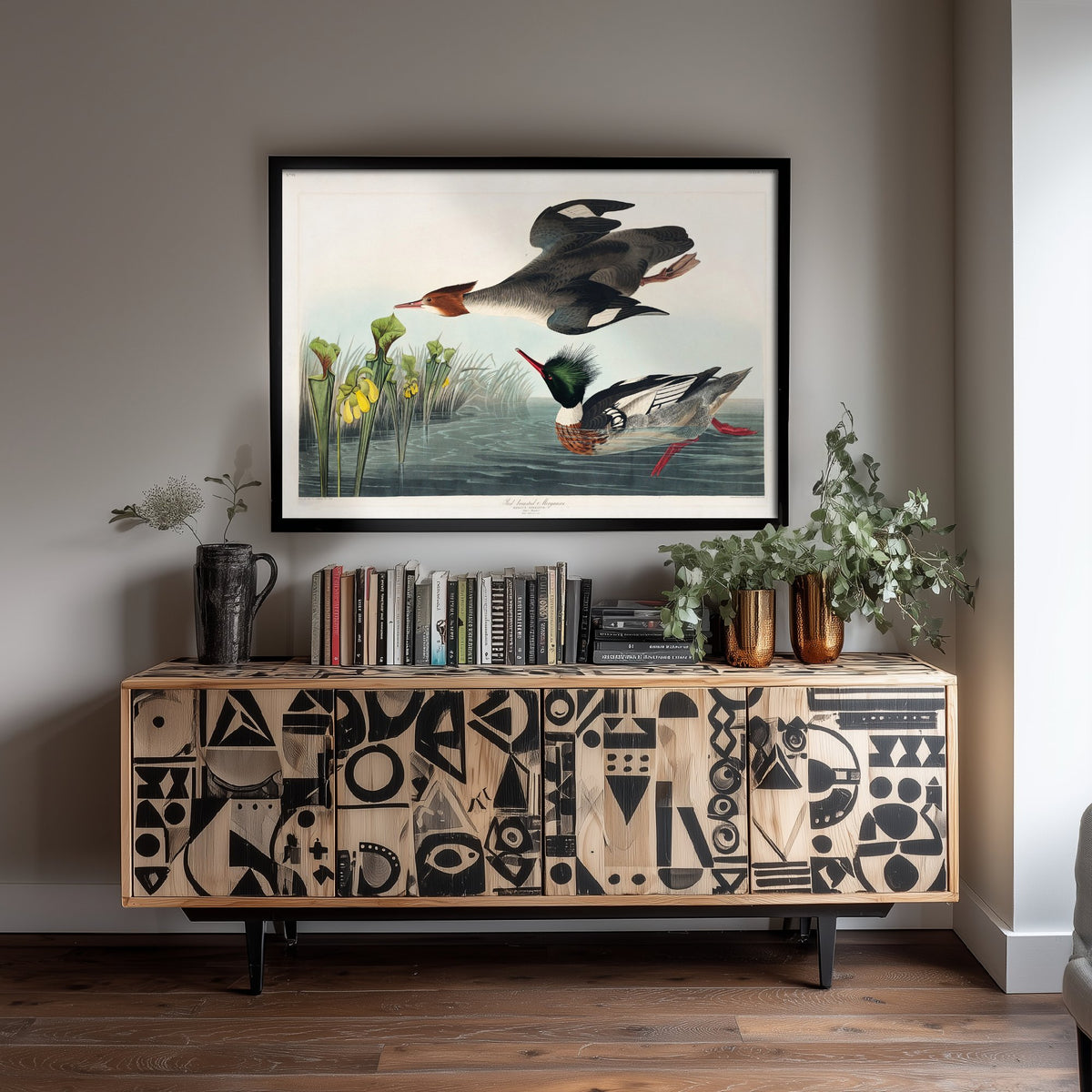 Red-breasted Merganser Art Print - John James Audubon Poster - Birds of America Vintage Illustration