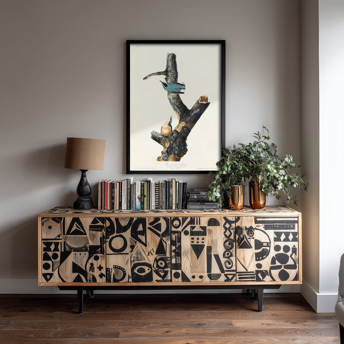 Red-breasted Nuthatch Art Print - John James Audubon Poster - Birds of America Vintage Illustration