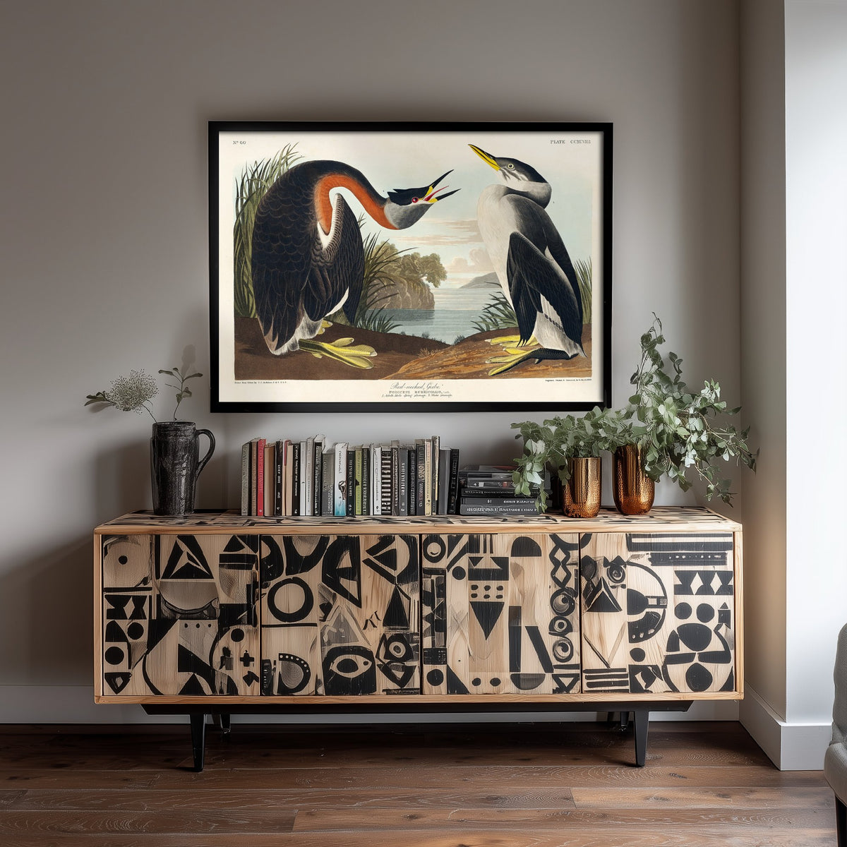 Red-necked Grebe Art Print - John James Audubon Poster - Birds of America Vintage Illustration