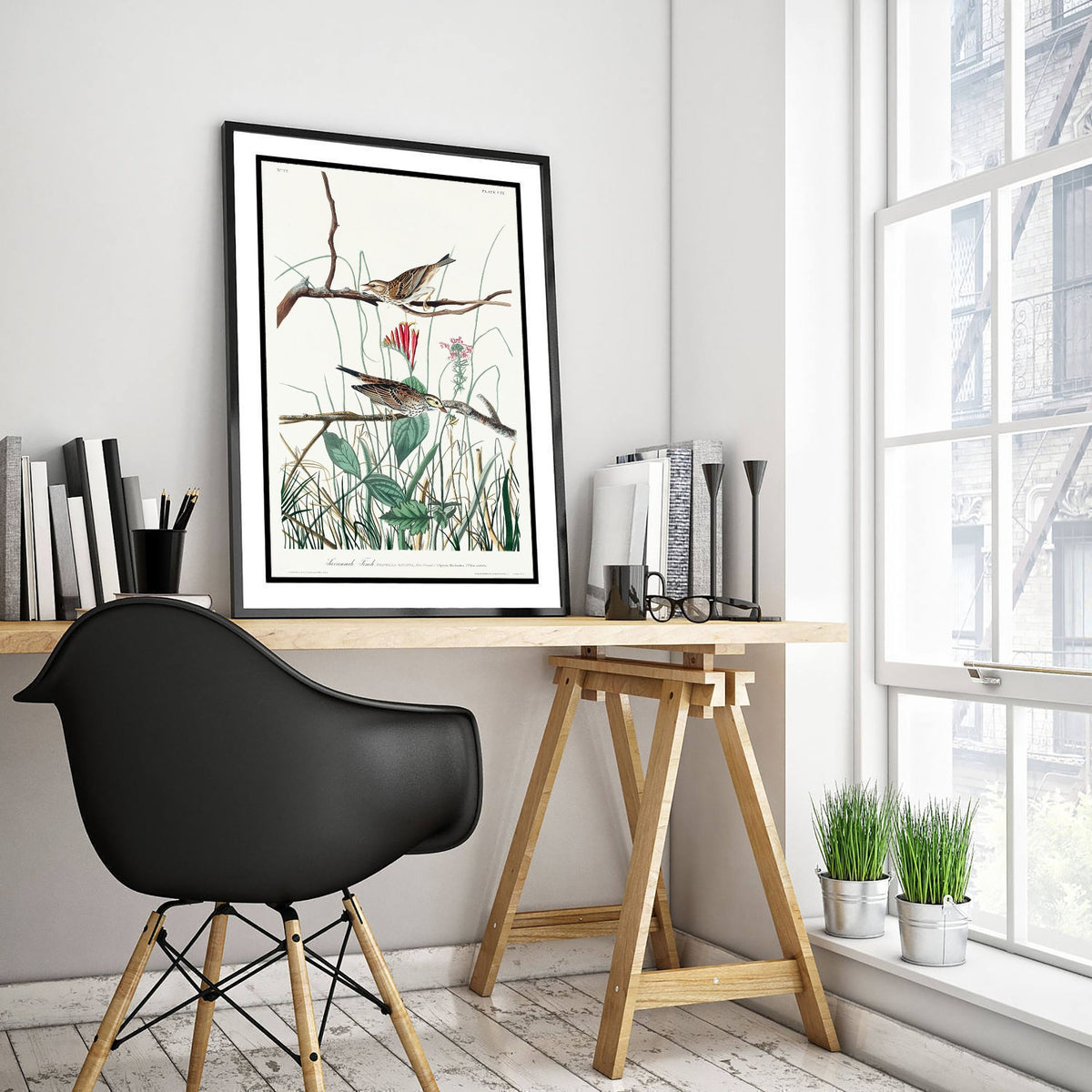 Savannah Sparrow Art Print - John James Audubon Birds of America - Vintage Ornithology Illustration Poster