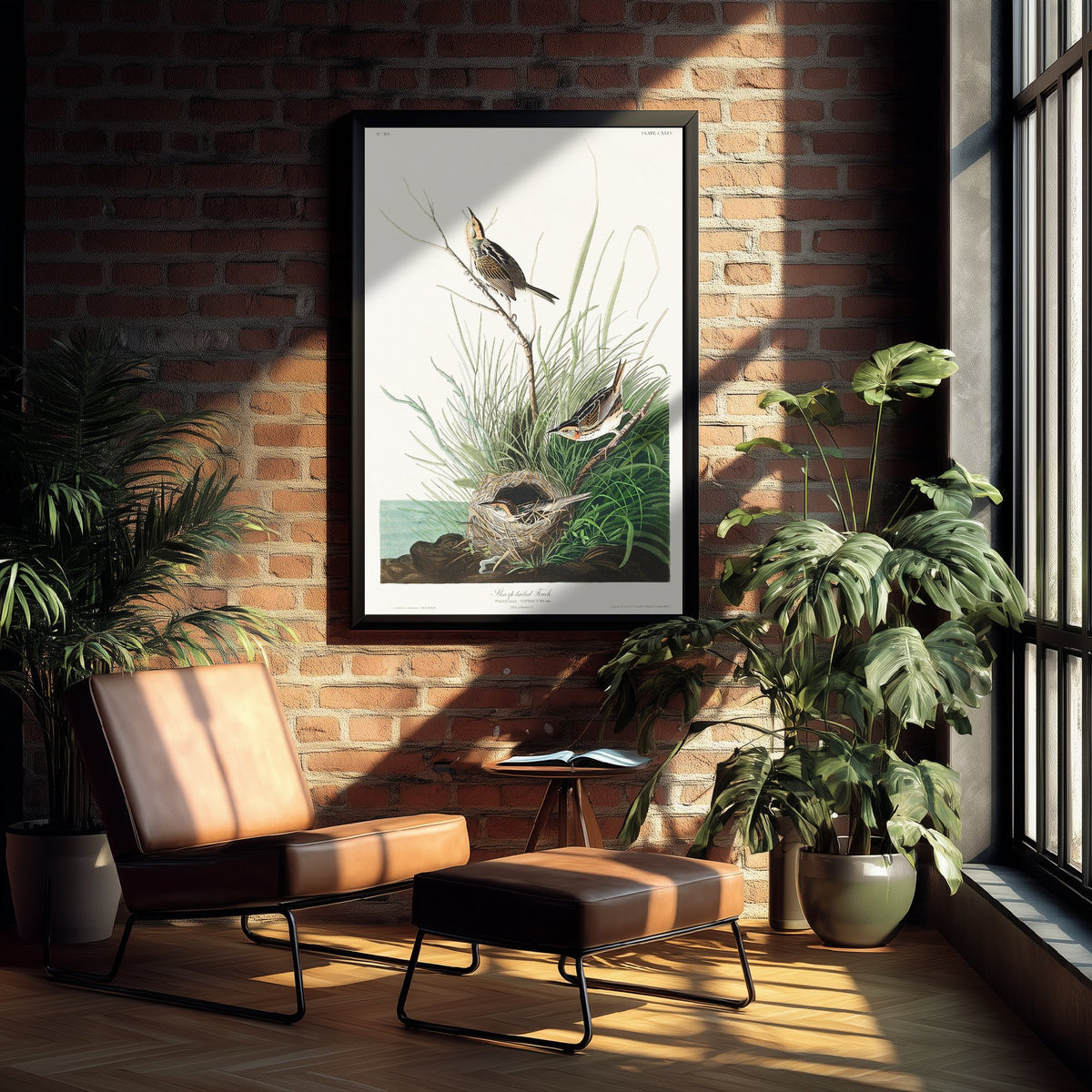 Saltmarsh Sparrow - Sharp-tailed Finch - John James Audubon Birds of America - Vintage Art Print Poster Illustration